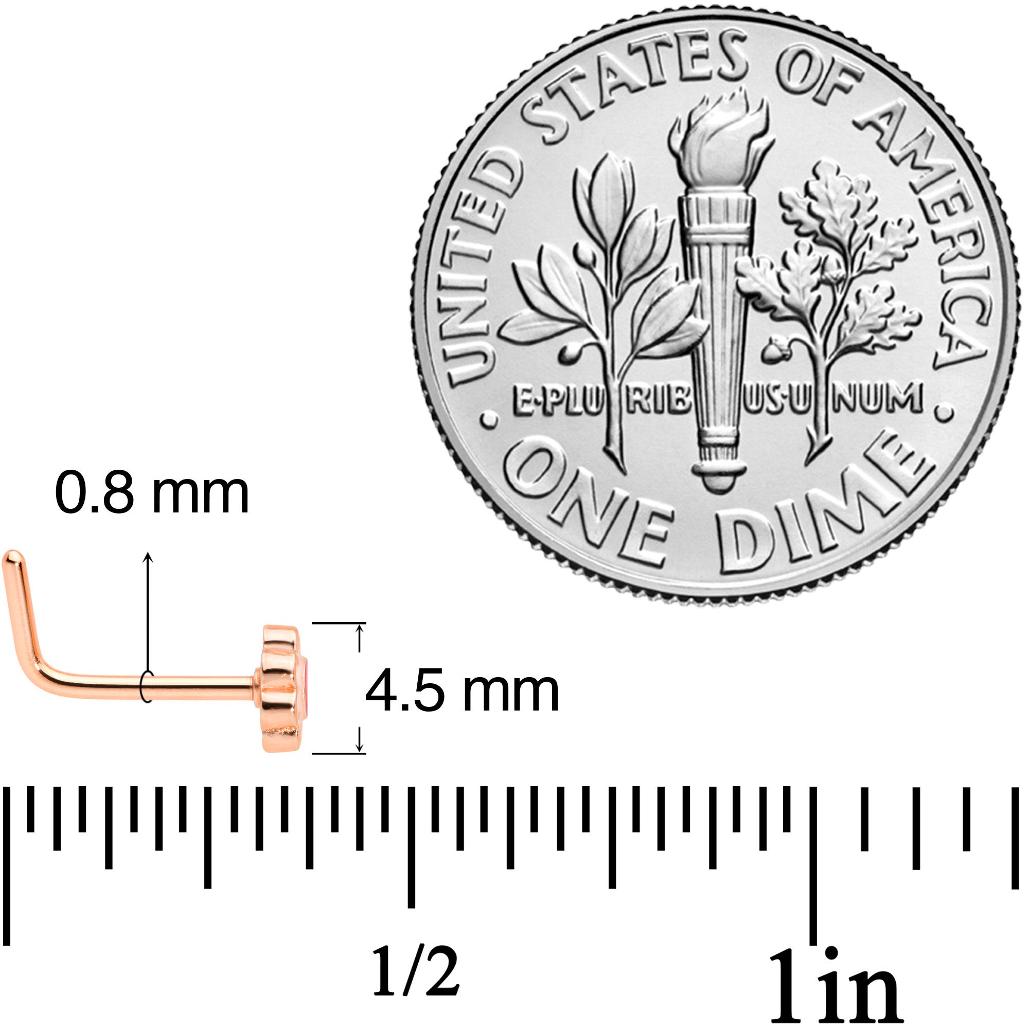 20G 5/16 Rose Gold Tone Spring Flower L Shaped Nose Ring