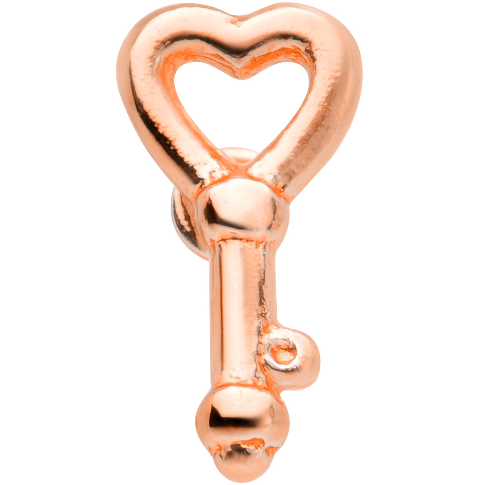 20G 5/16 Rose Gold Tone Key to Your Heart L Shaped Nose Ring