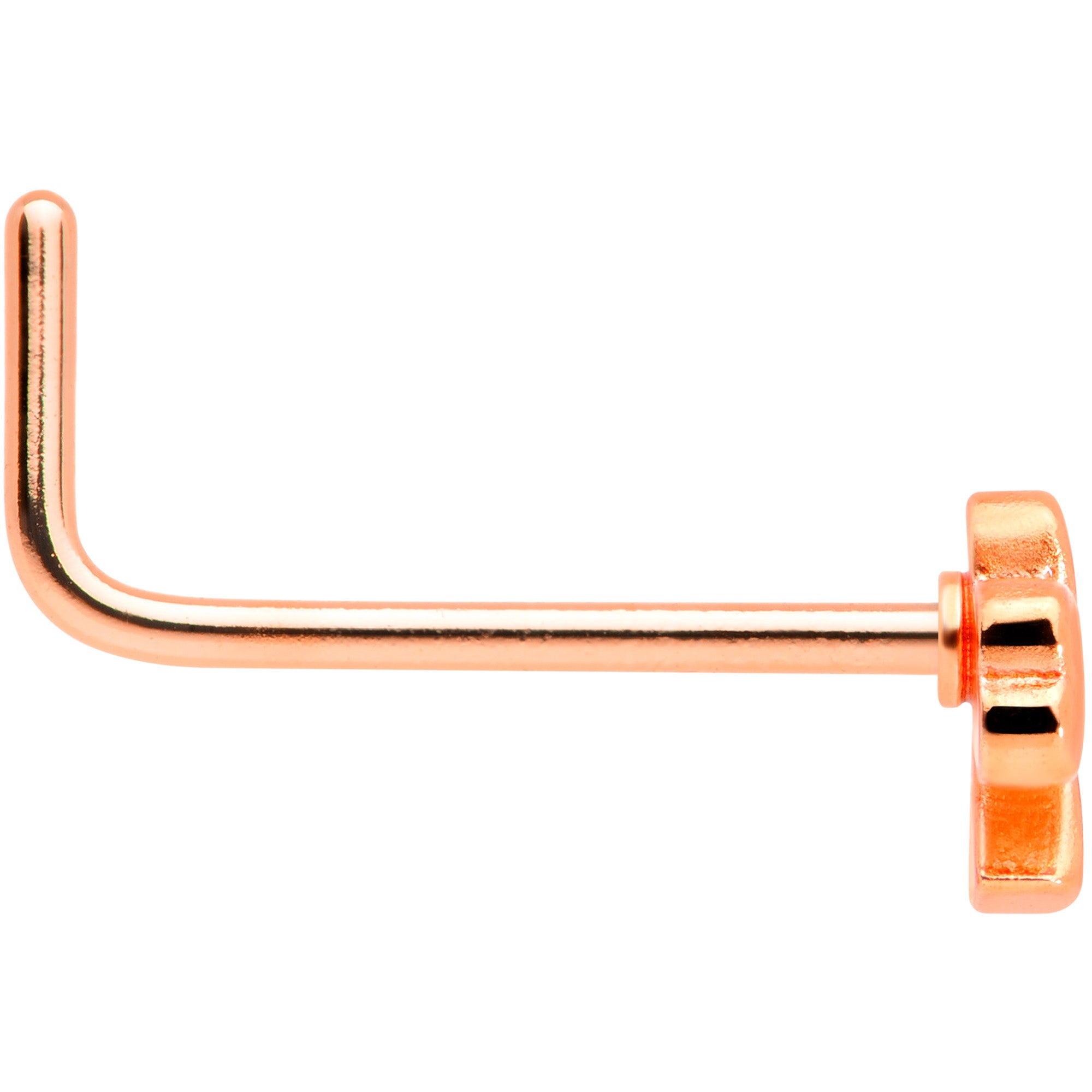 22G 5/16 Rose Gold Tone St Patricks Shamrock L Shaped Nose Ring