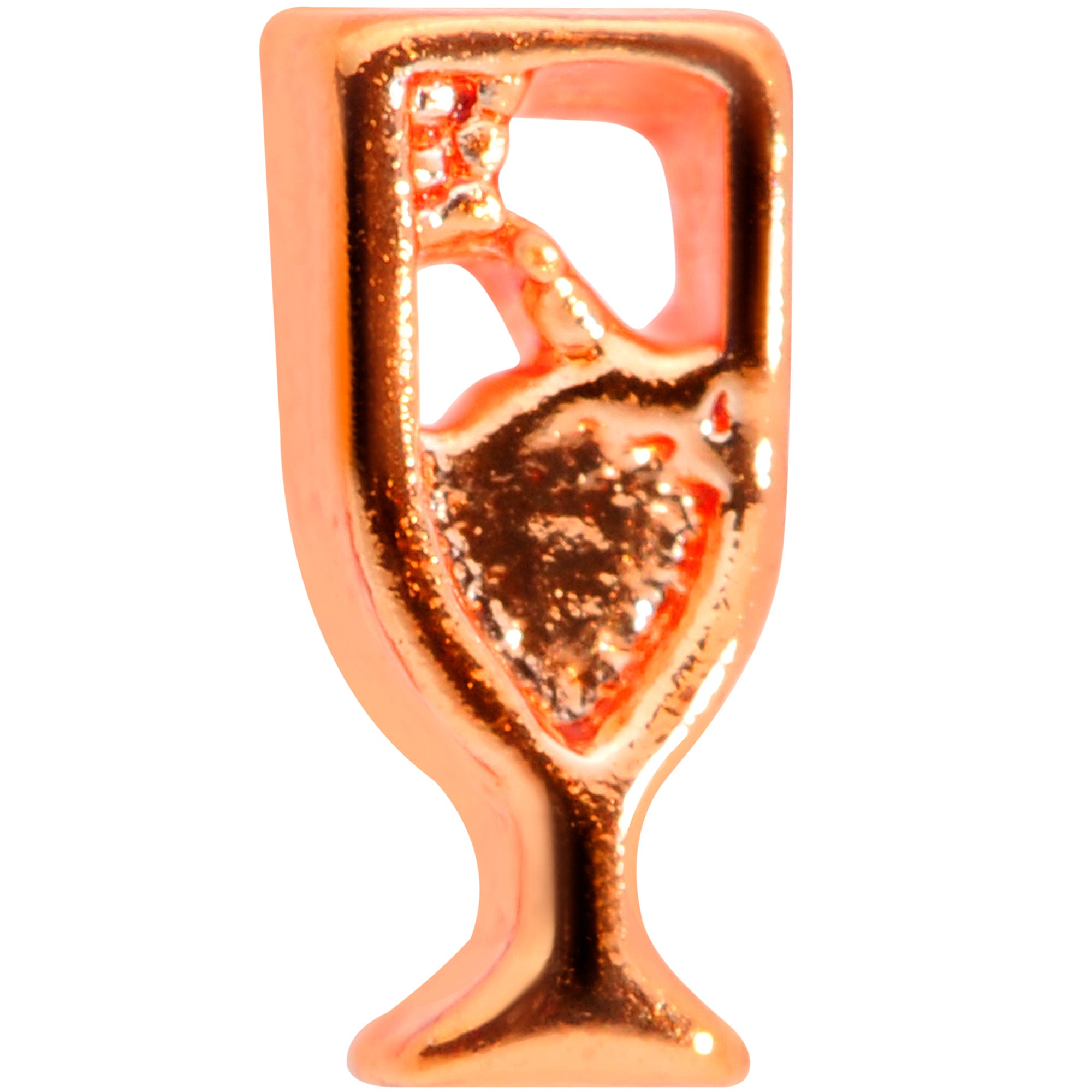 20G 1/4 Rose Gold Tone New Years Champagne L Shaped Nose Ring