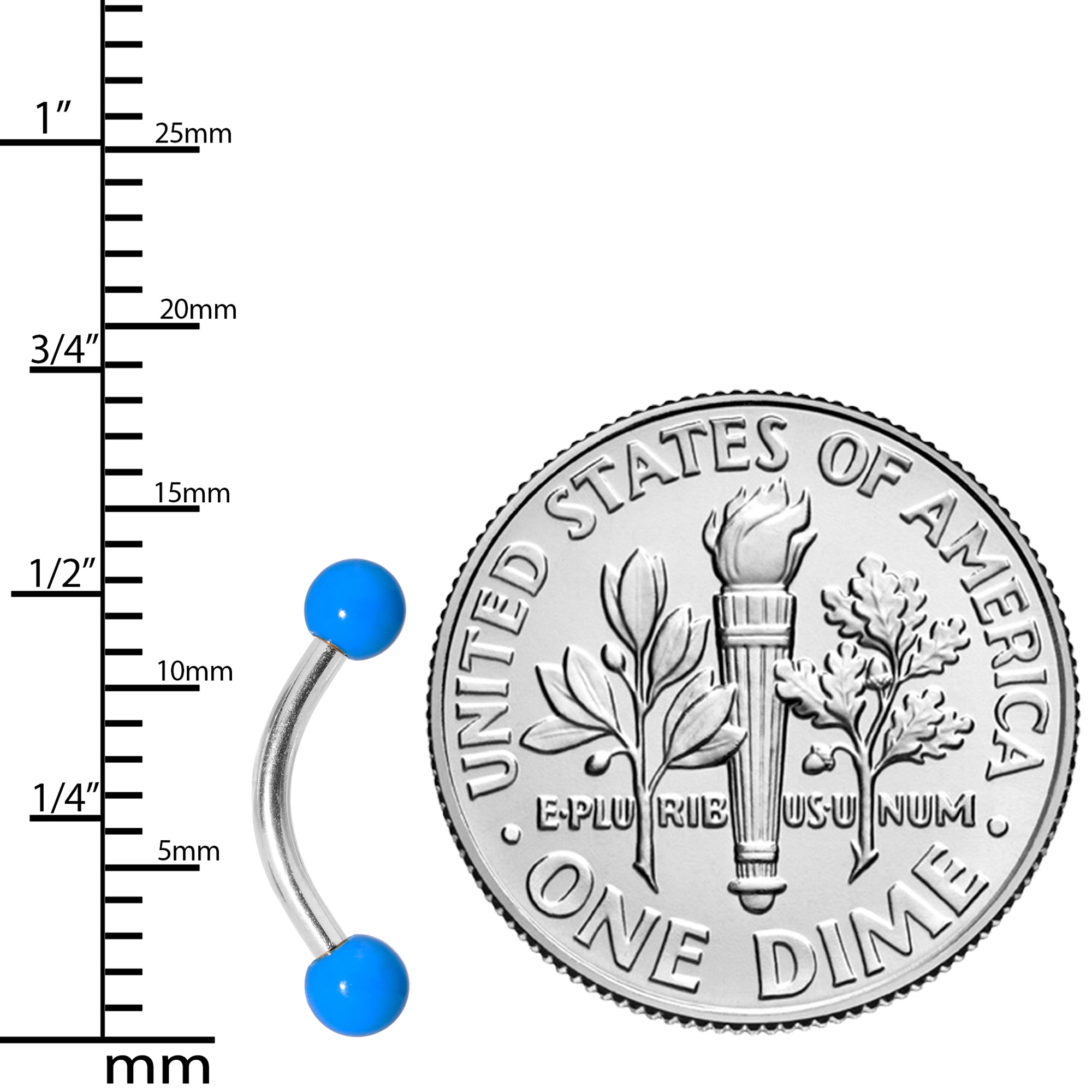 16G 5/16 Red Yellow Blue Glow in the Dark Curved Barbell Set of 3