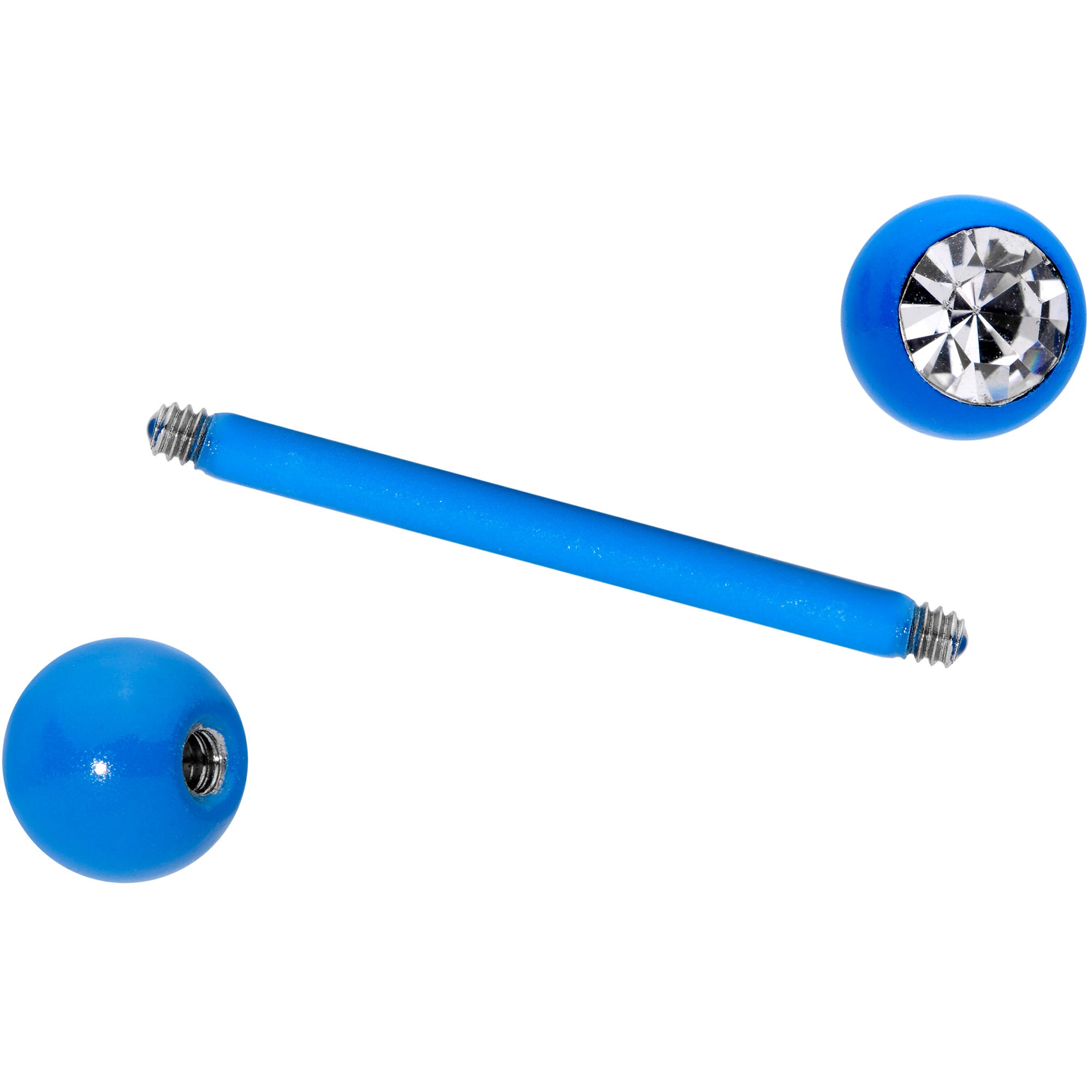 Clear Gem Blue Glow in the Dark Barbell Tongue Ring