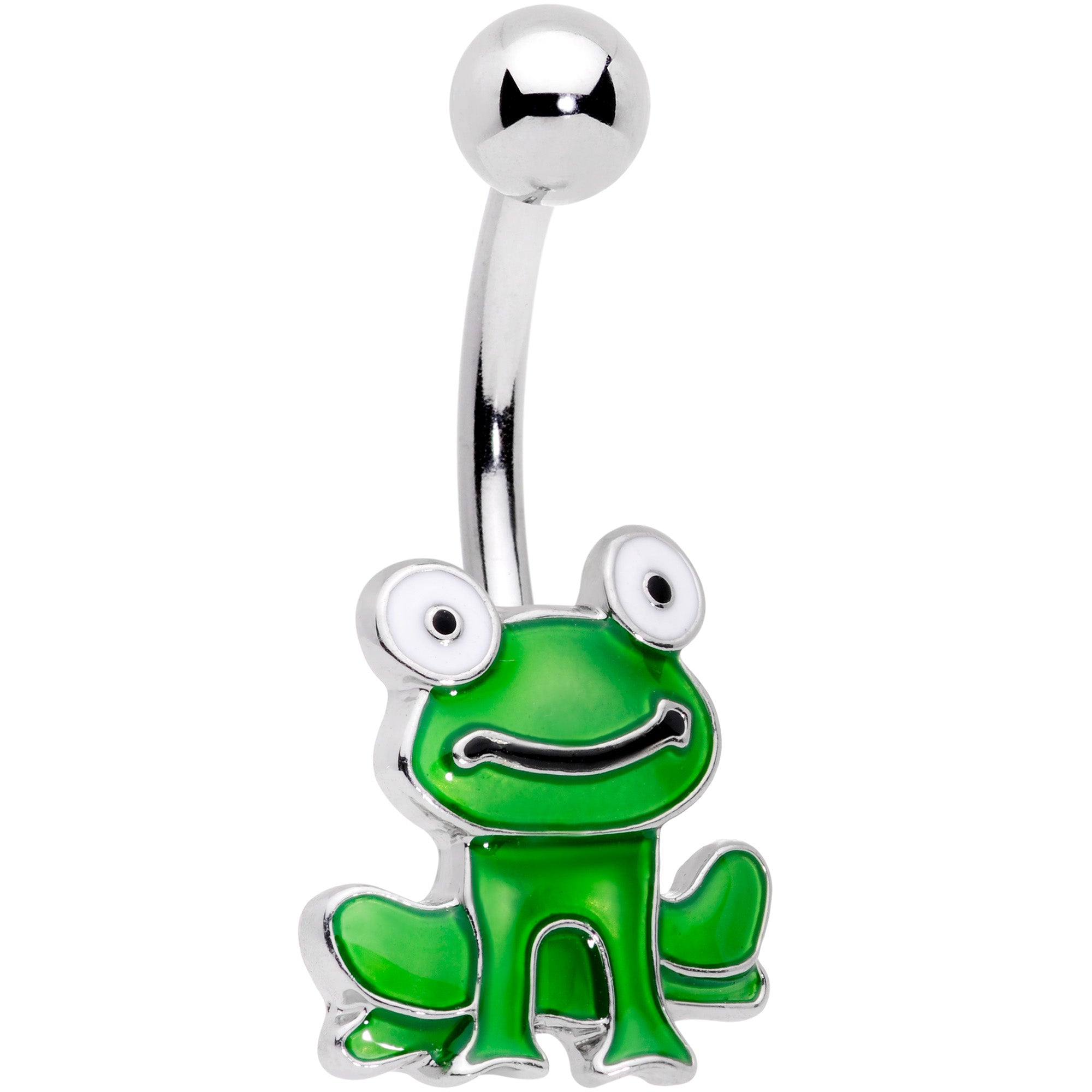 Green Happy Frog Belly Ring