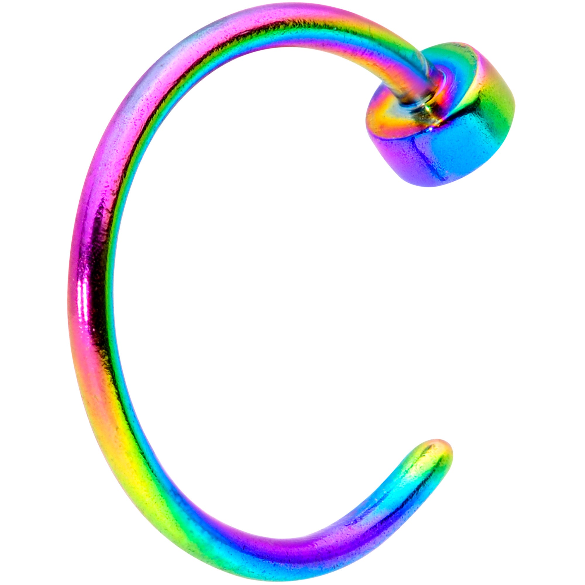 22 Gauge 1/4 Rainbow Disc Nose Hoop