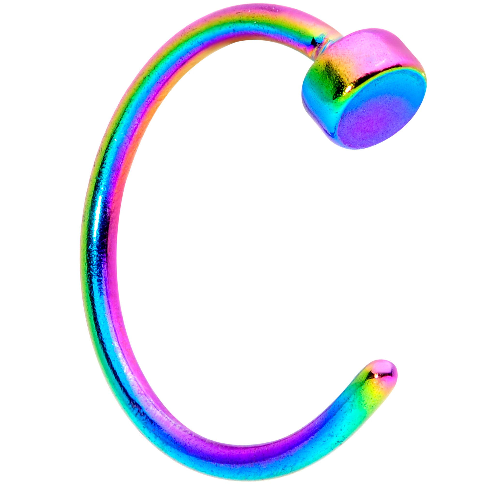 22G 1/4 Rainbow Disc Nose Hoop