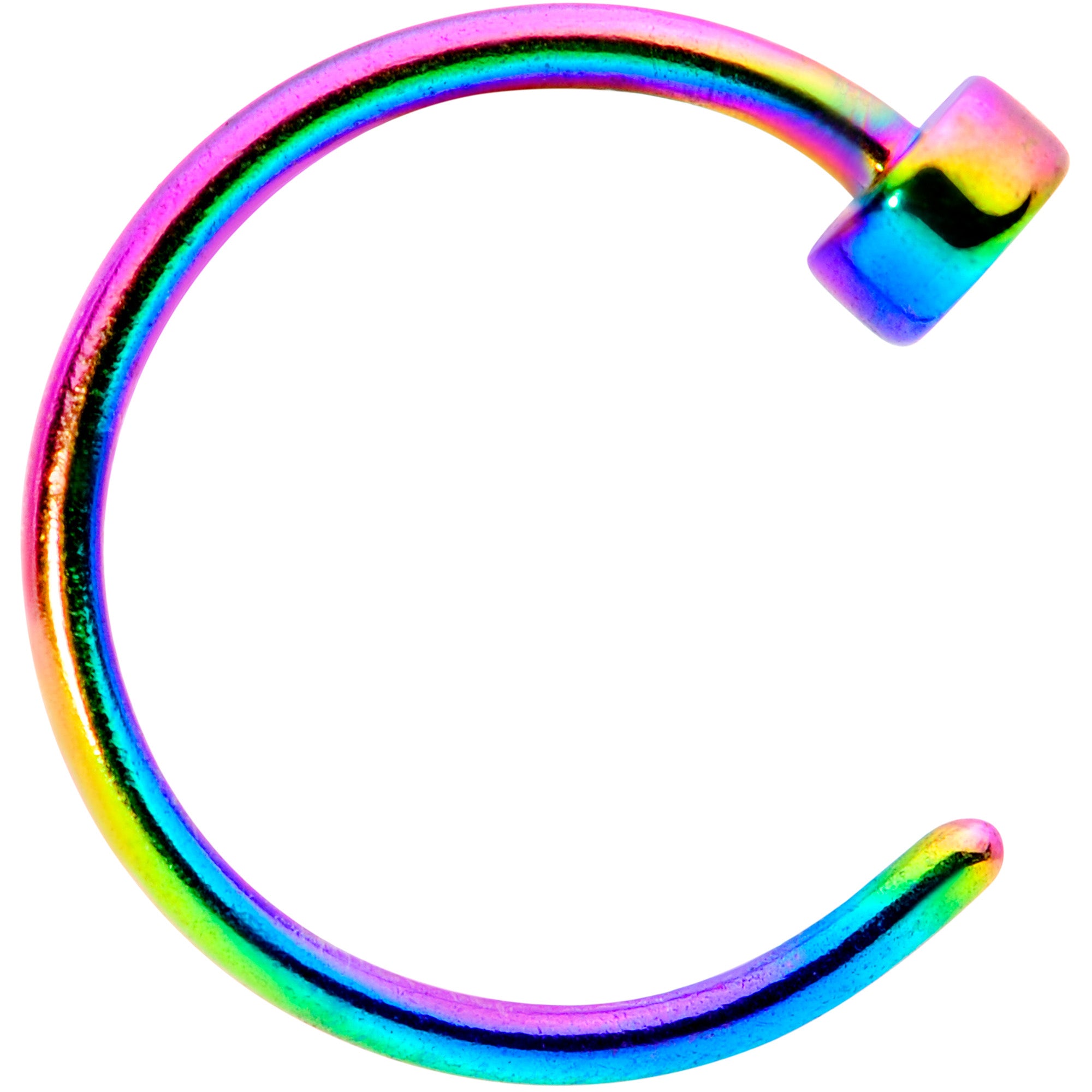 22 Gauge 1/4 Rainbow Disc Nose Hoop