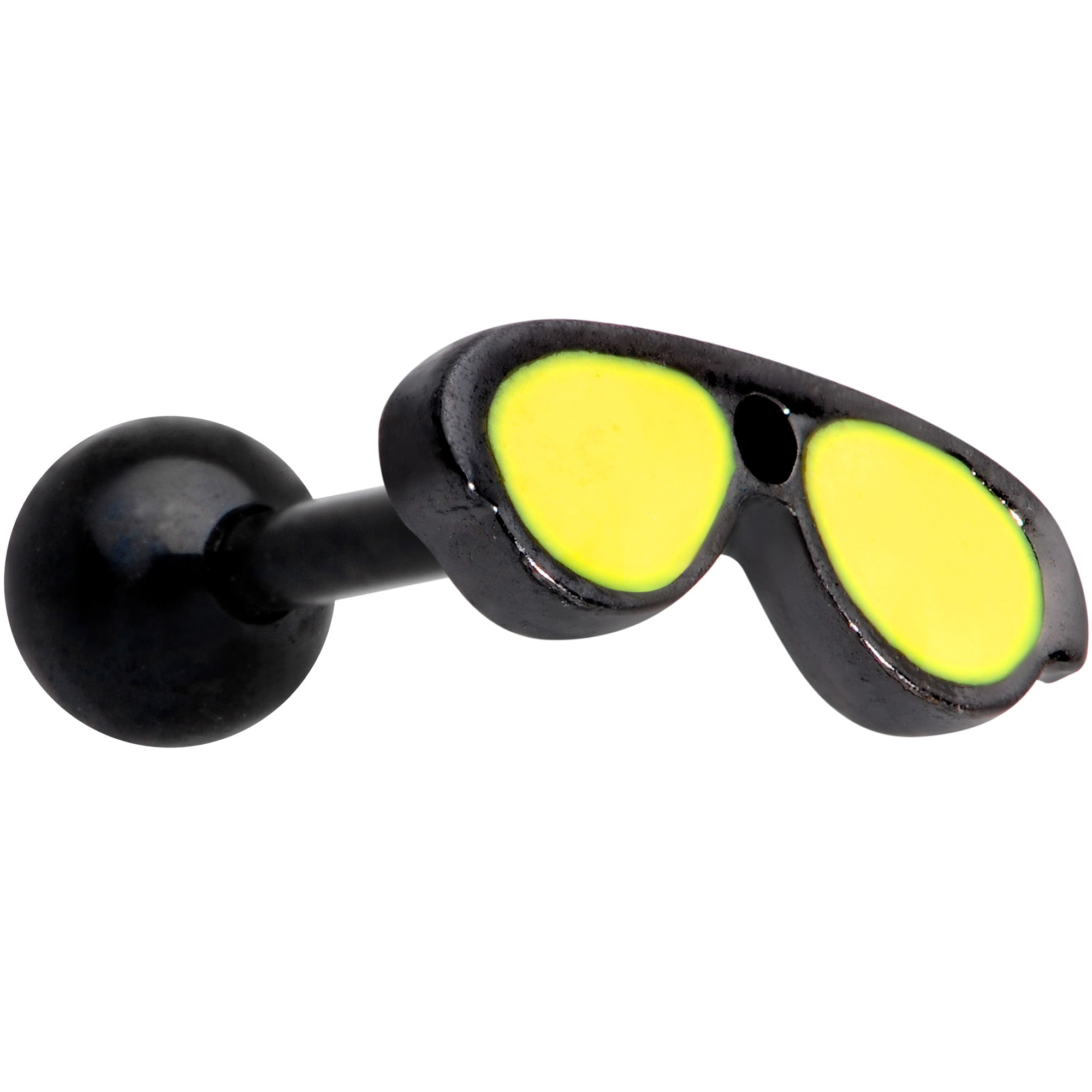 16G 5/16 Yellow Black Aviator Sunglasses Cartilage Tragus Earring