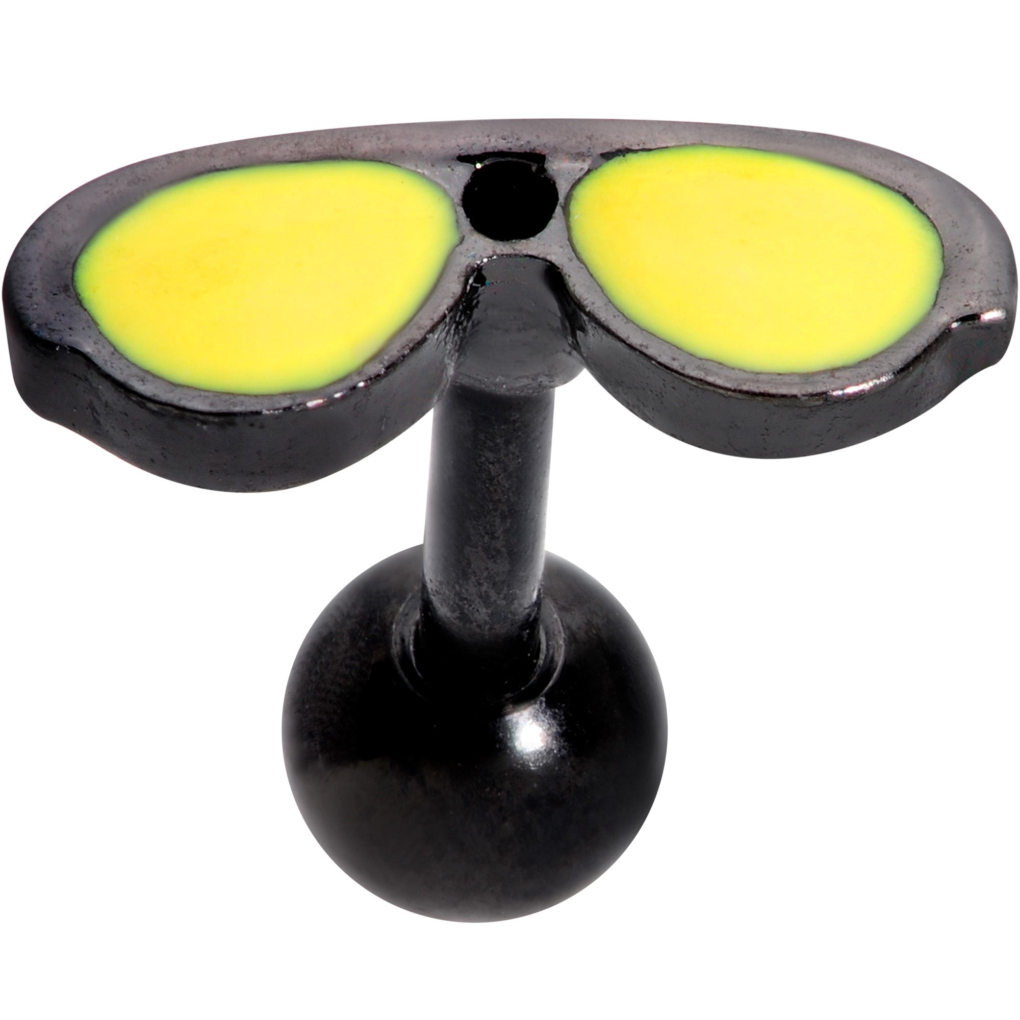 16 Gauge 5/16 Yellow Black Aviator Sunglasses Cartilage Tragus Earring