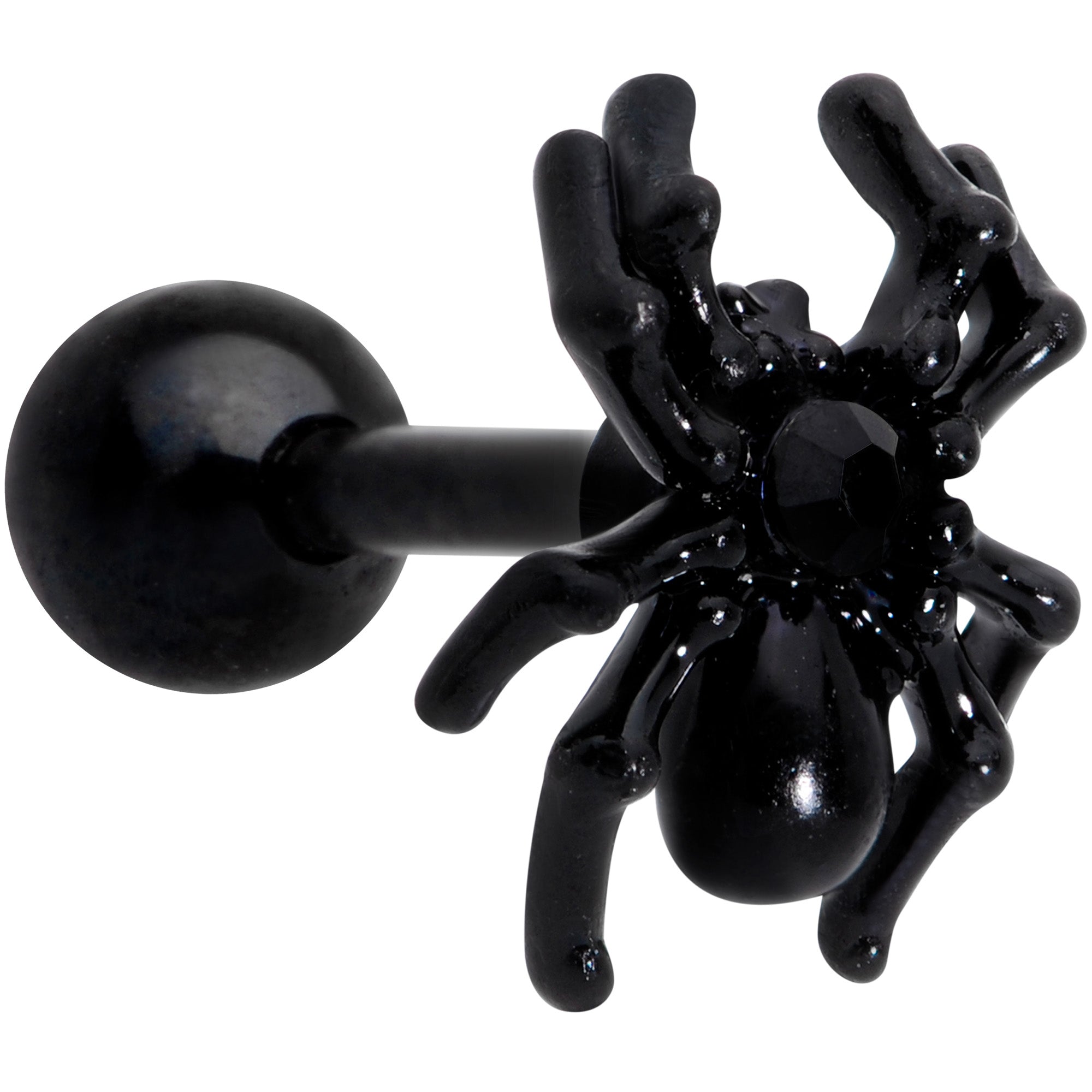 16 Gauge 5/16 Black Spooky Halloween Spider Cartilage Earring