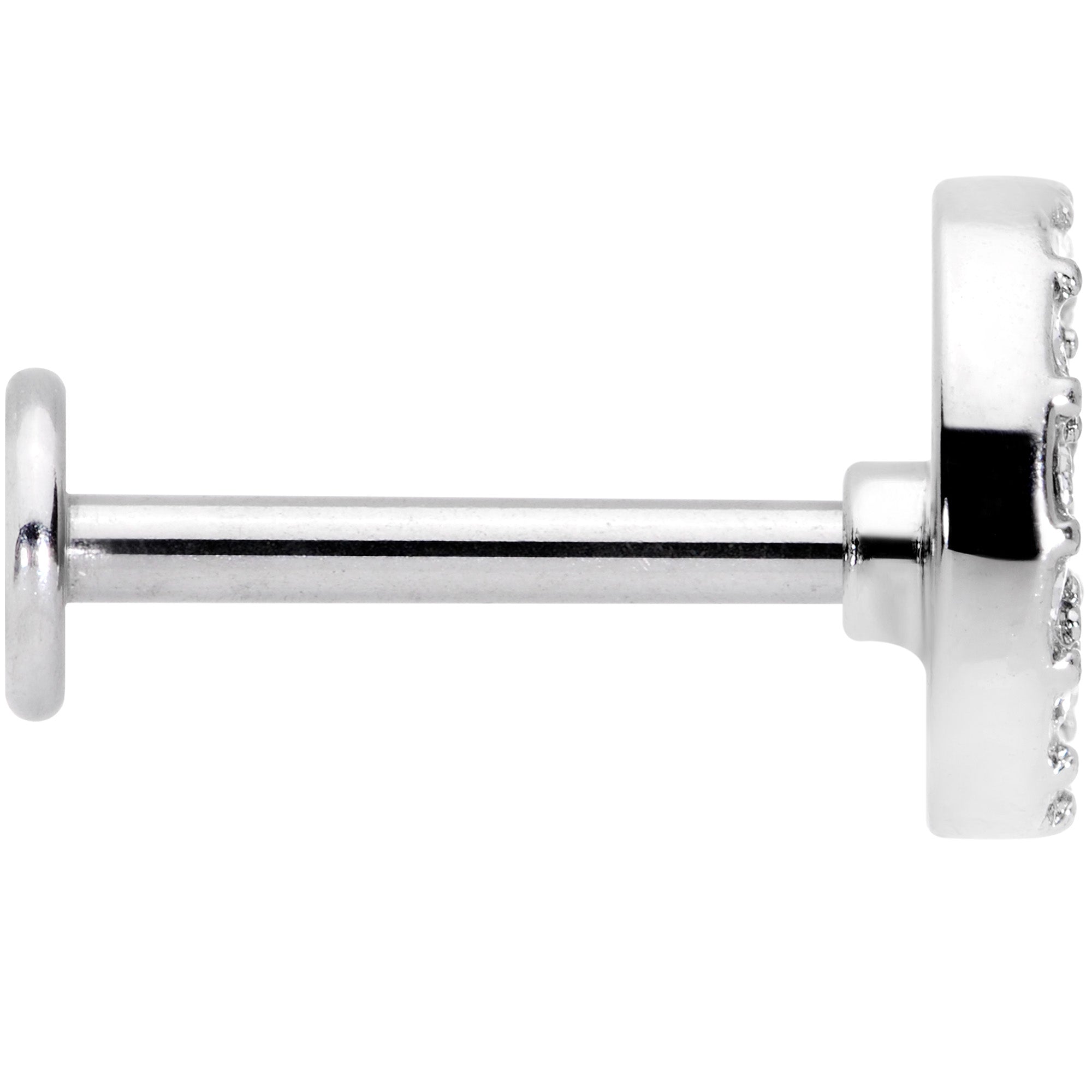 16G 3/8 Clear Gem Retro Peace Sign Labret Monroe Tragus