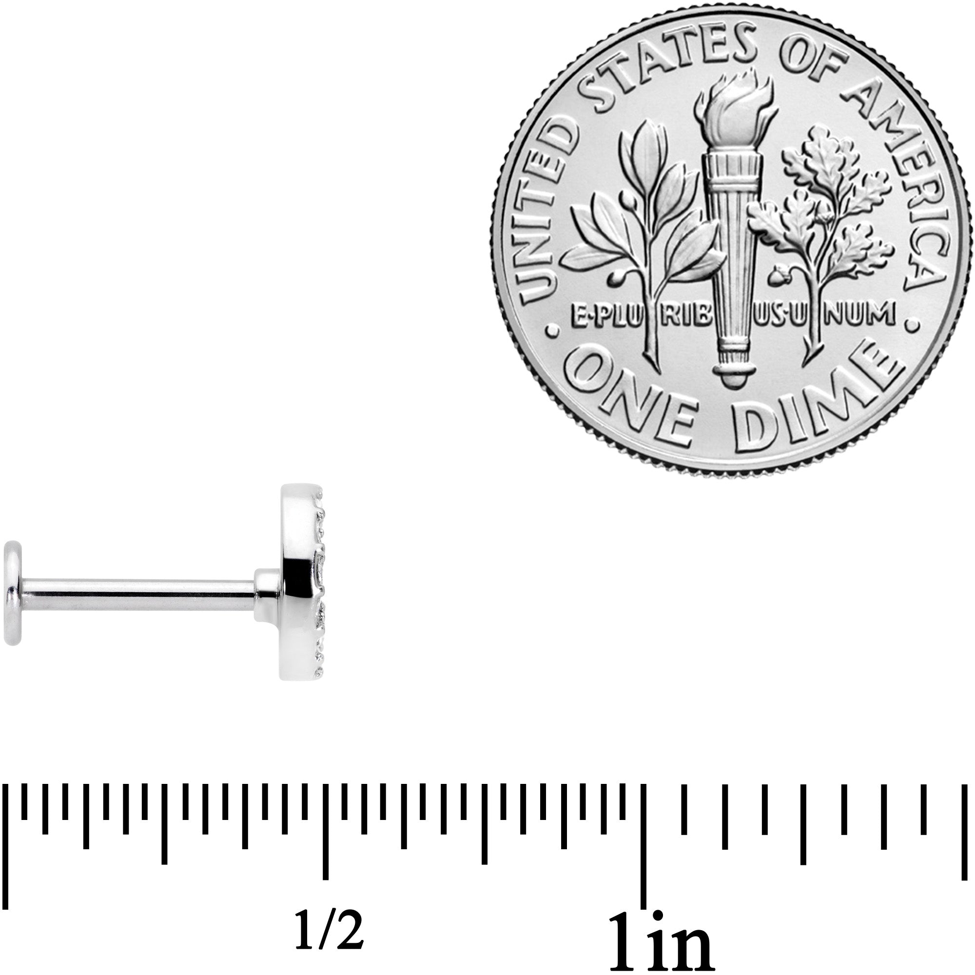 16G 3/8 Clear Gem Retro Peace Sign Labret Monroe Tragus