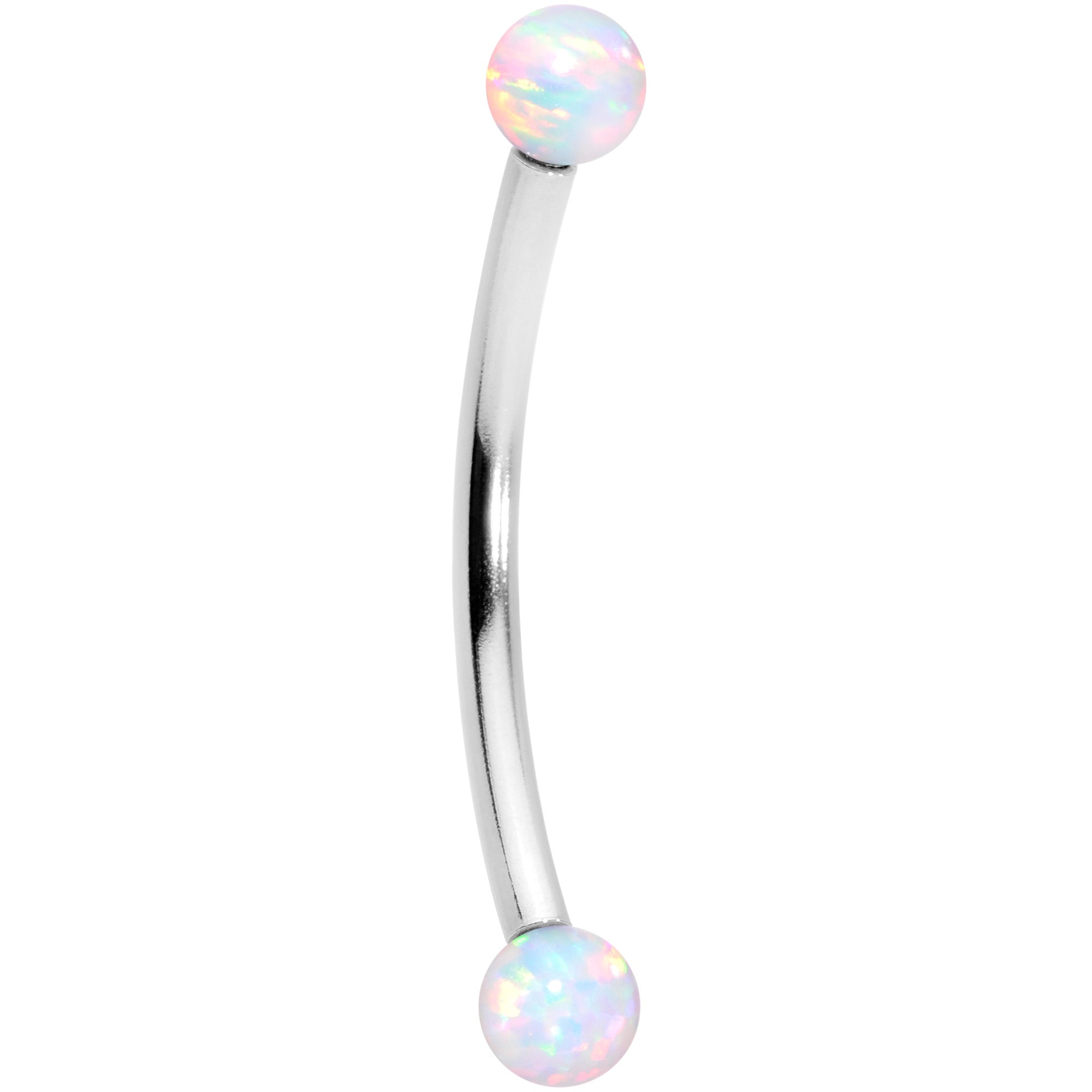 16G 9/16 3mm White Synthetic Opal Curved Barbell