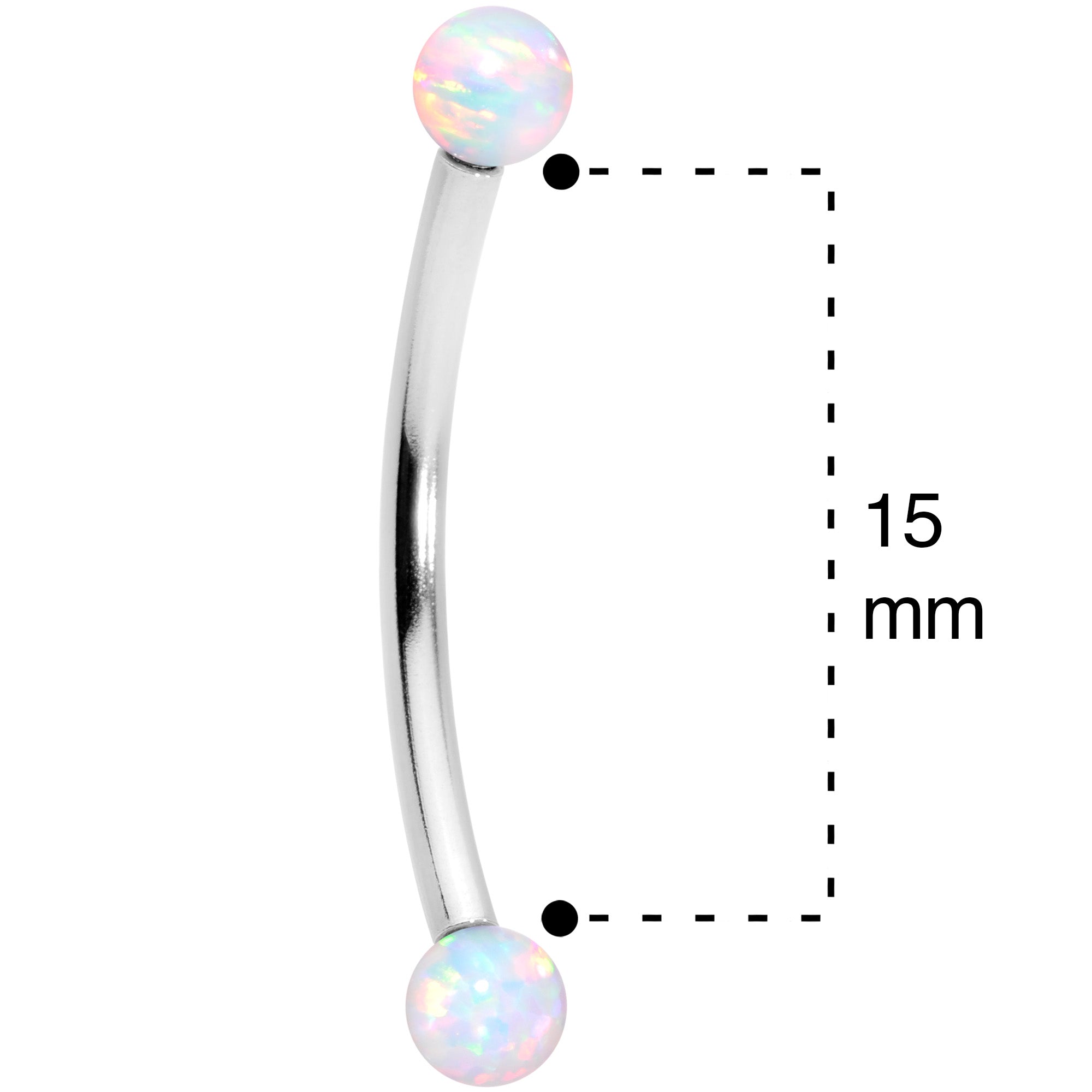 16G 9/16 3mm White Synthetic Opal Curved Barbell