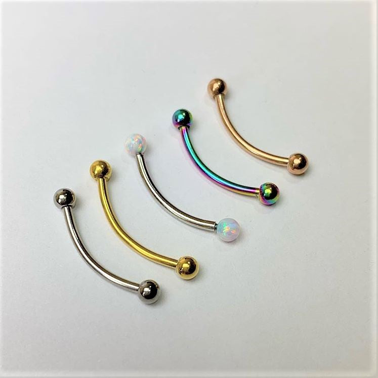 16G 9/16 3mm White Synthetic Opal Curved Barbell