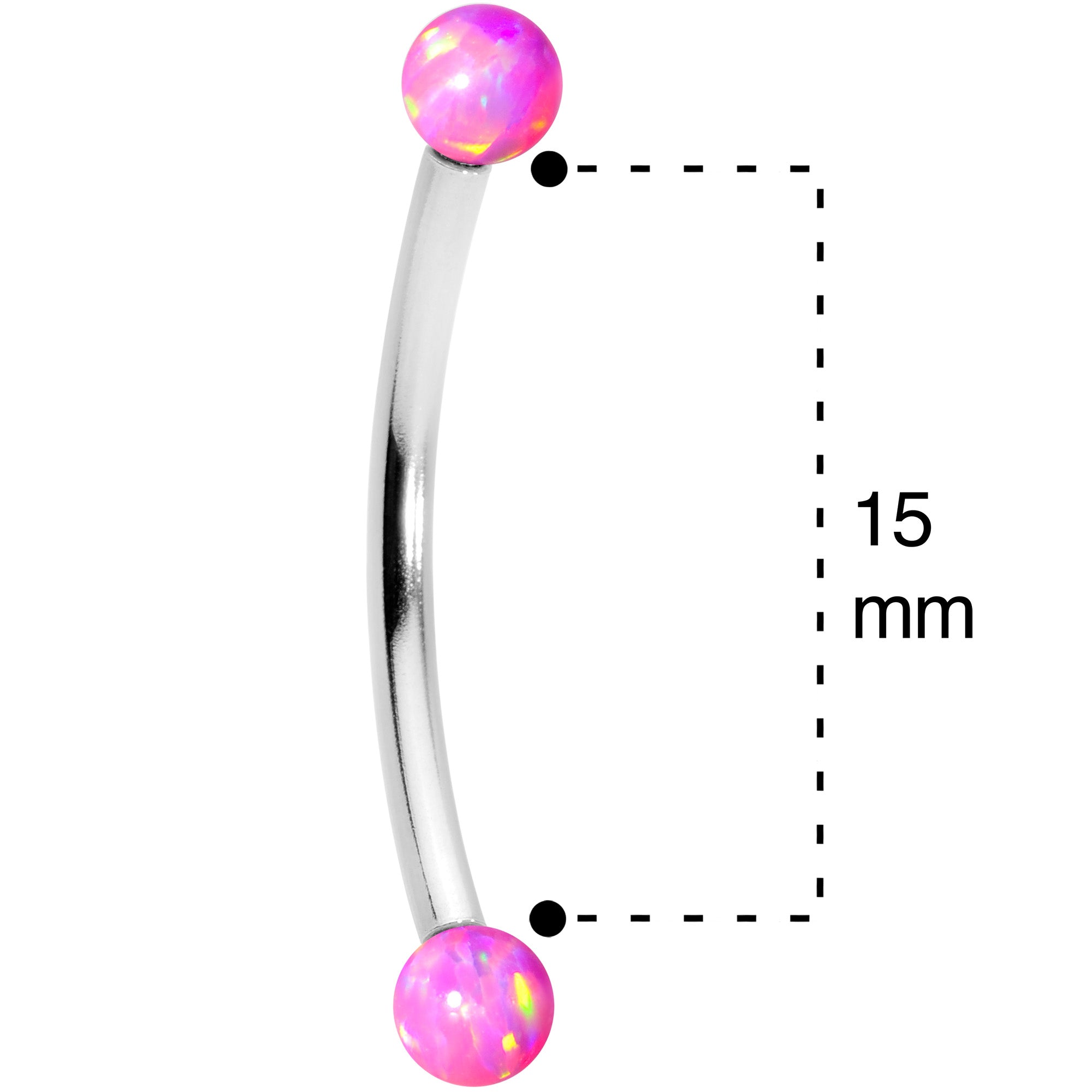 16 Gauge 9/16 3mm Pink Synthetic Opal Curved Barbell