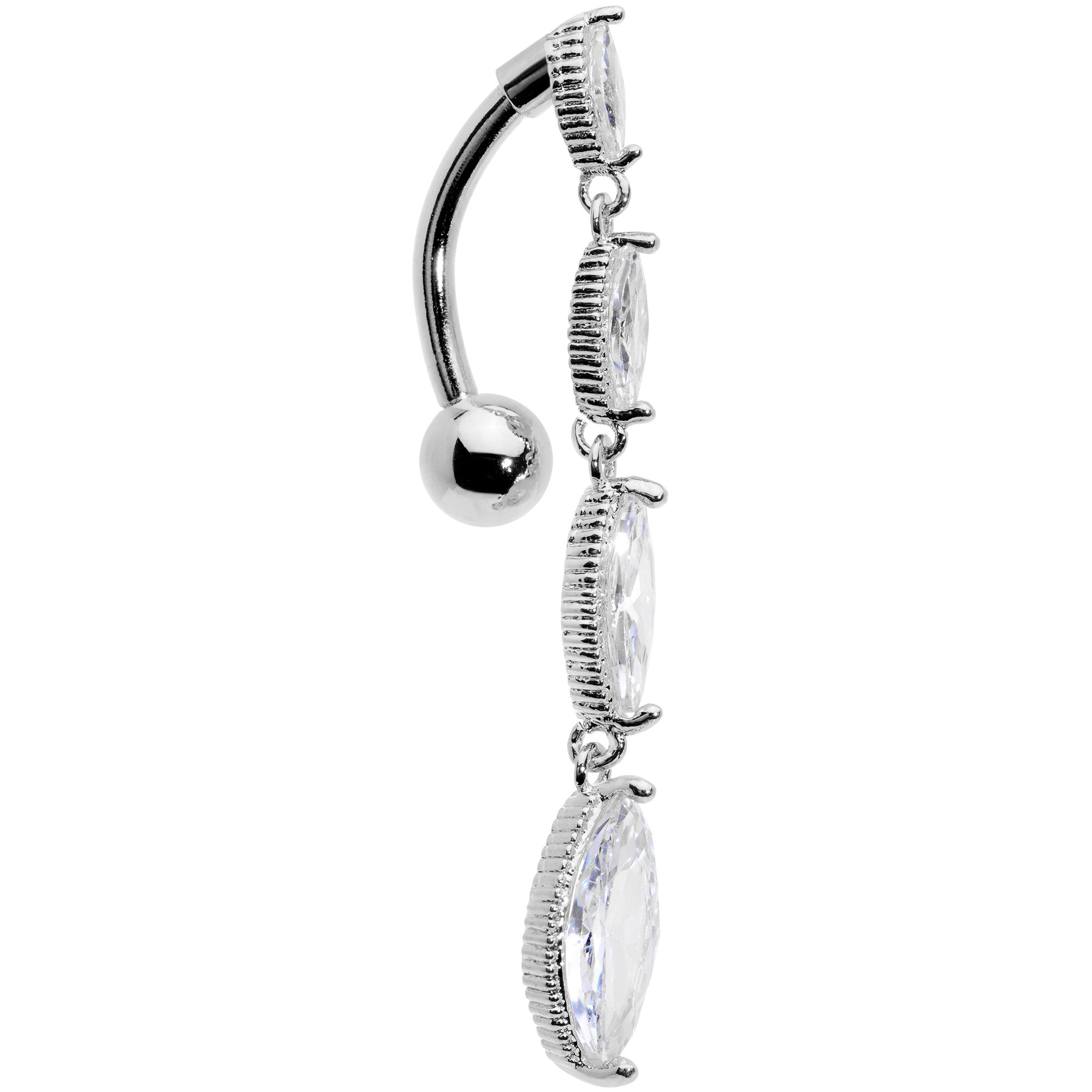 Clear CZ Gem Waterfall Dangle Top Mount Belly Ring