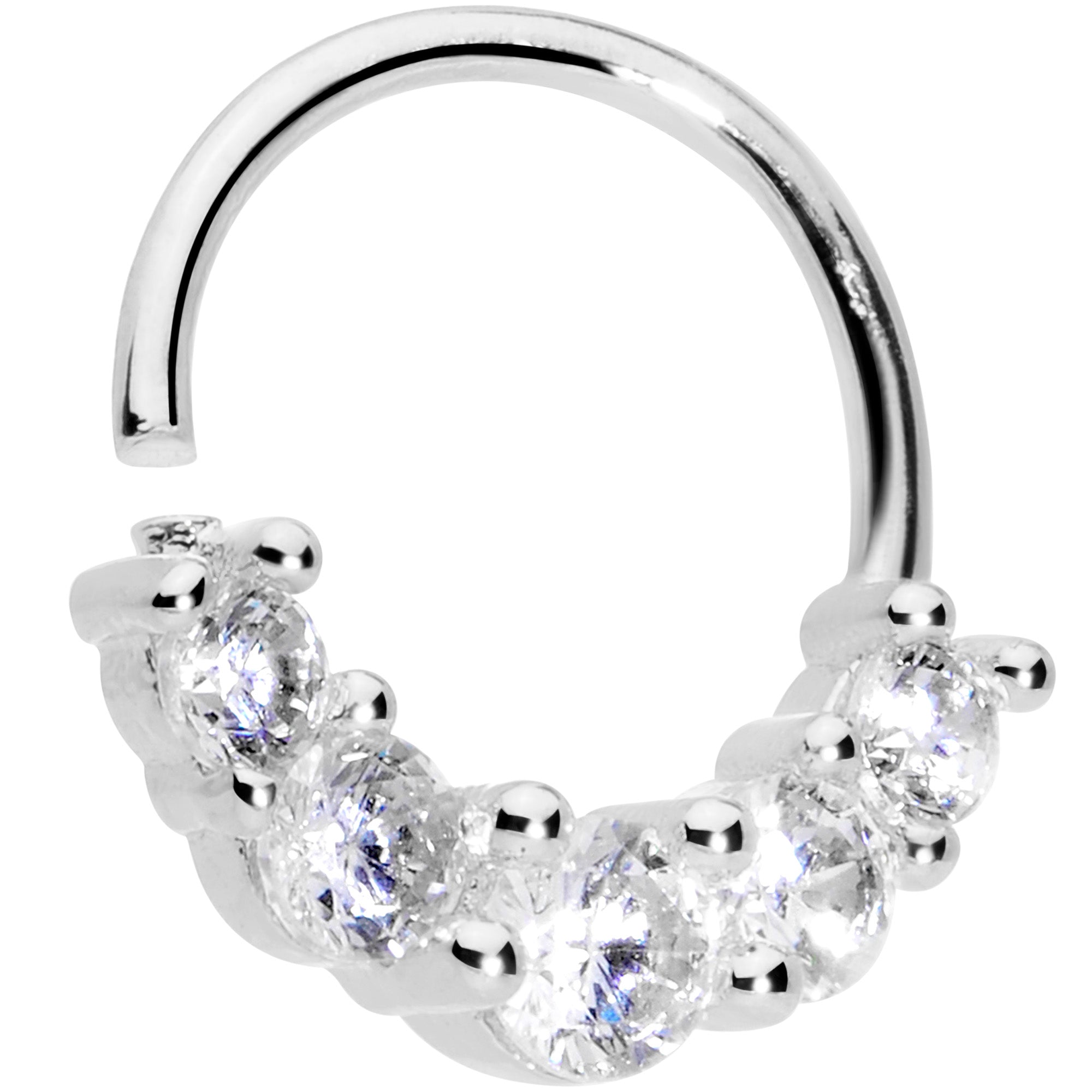 16G 3/8 Clear CZ Gem Cluster Closure Ring