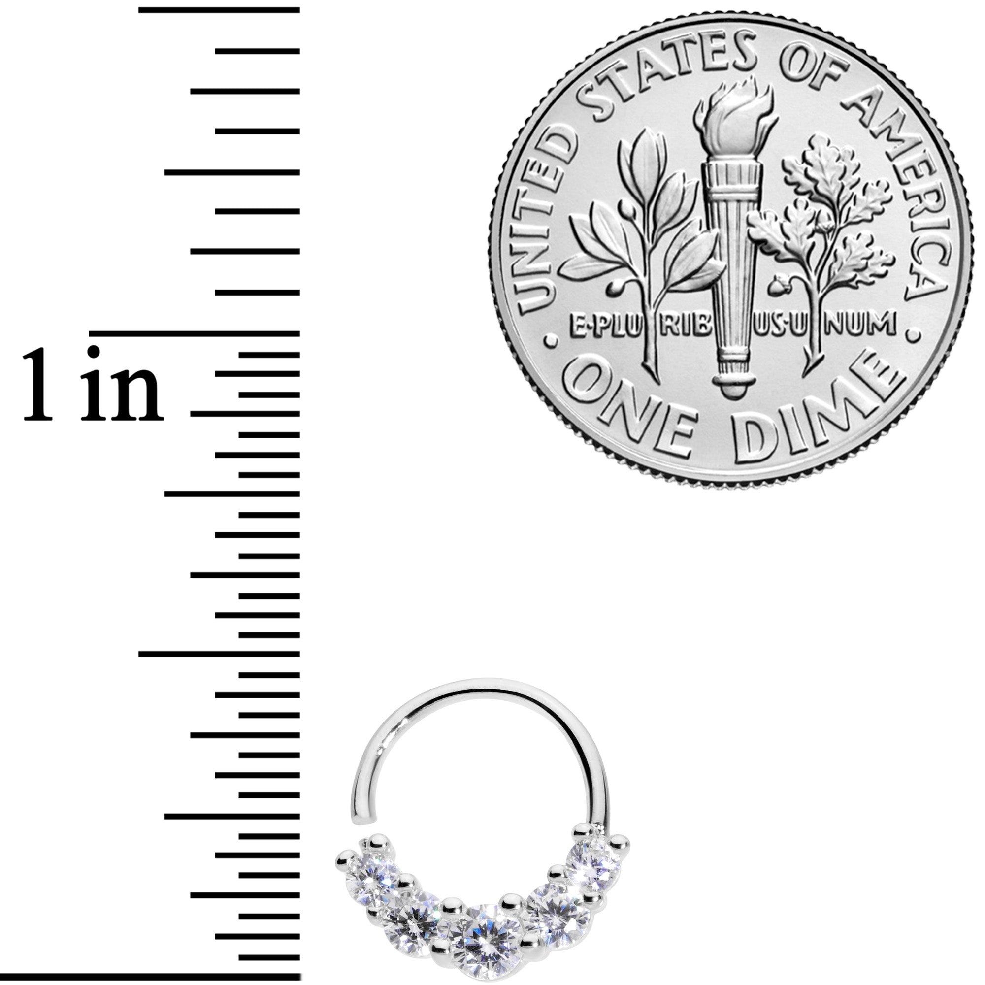 16G 3/8 Clear CZ Gem Cluster Closure Ring