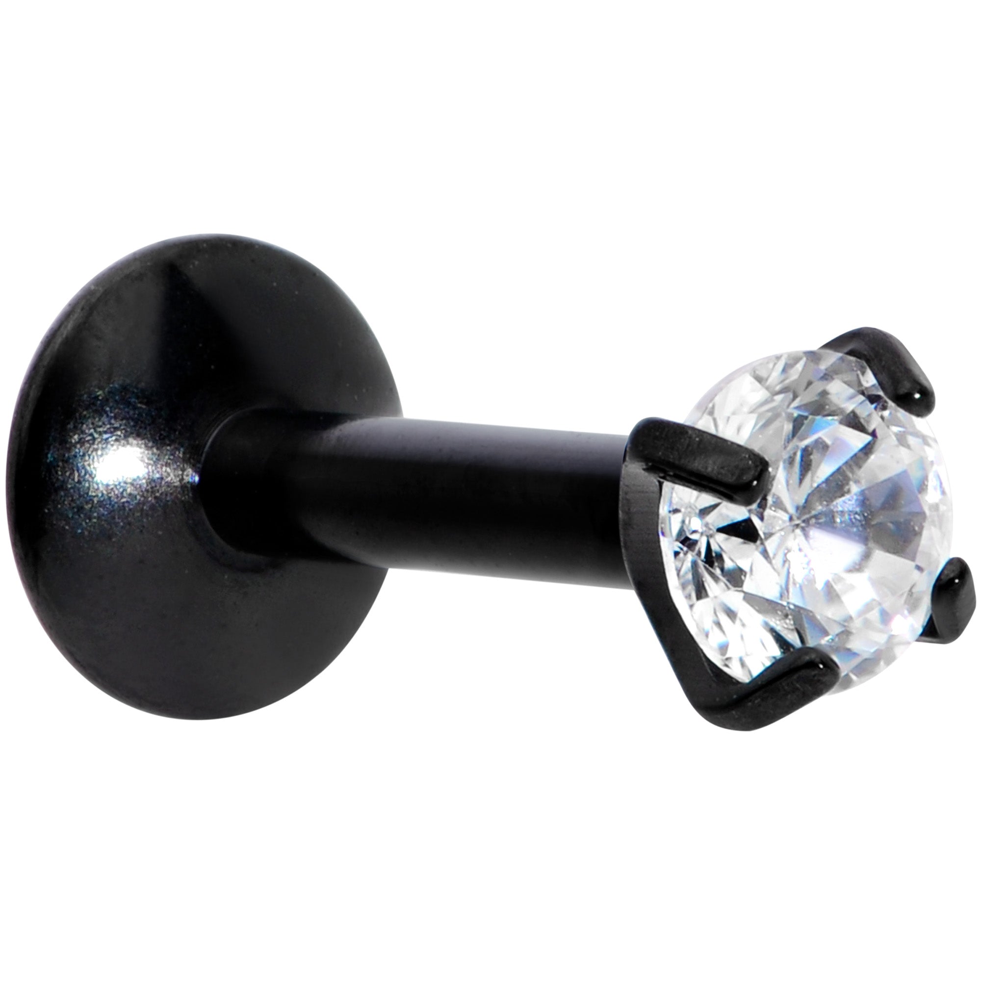 16G 1/4 3mm CZ Black G23 Titanium Internally Threaded Labret
