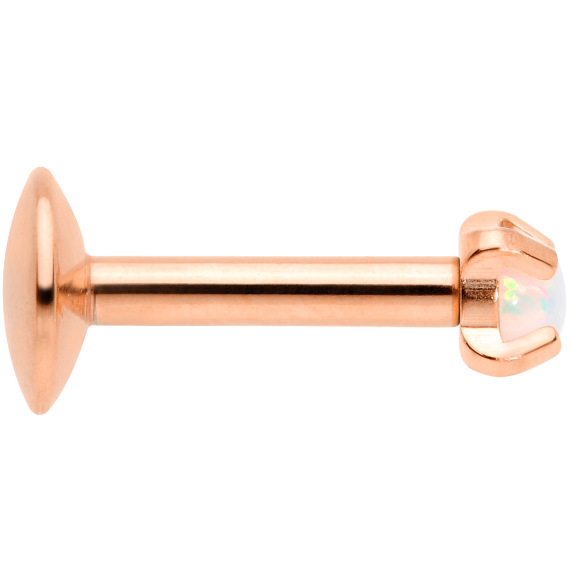 16G 1/4 2mm Syn Opal Rose Gold G23 Titanium Internal Thread Labret