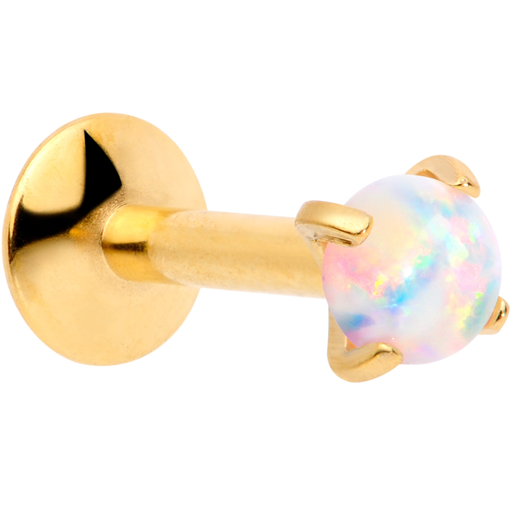 16G 1/4 3mm Syn Opal Gold G23 Titanium Internal Thread Labret