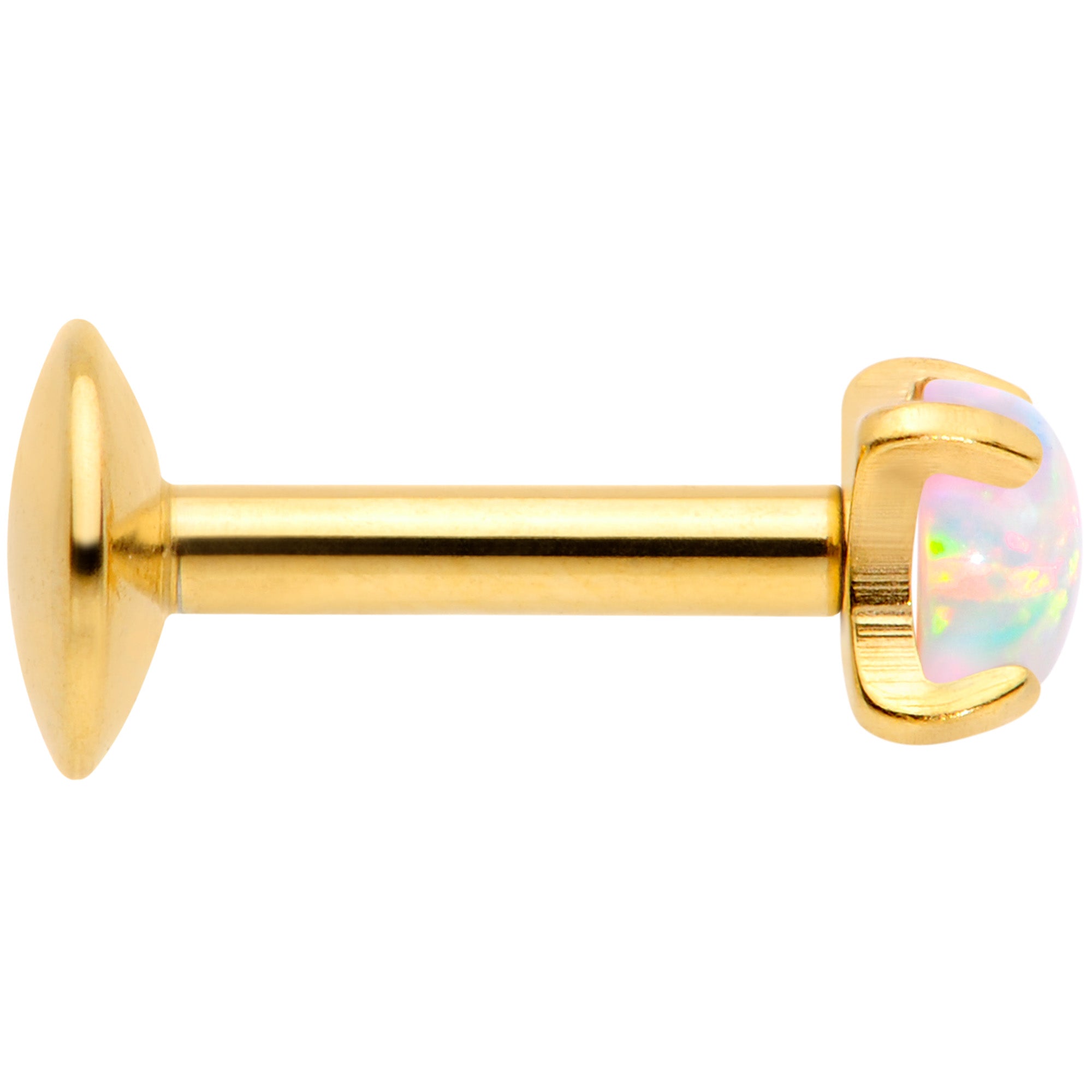 16G 1/4 3mm Syn Opal Gold G23 Titanium Internal Thread Labret