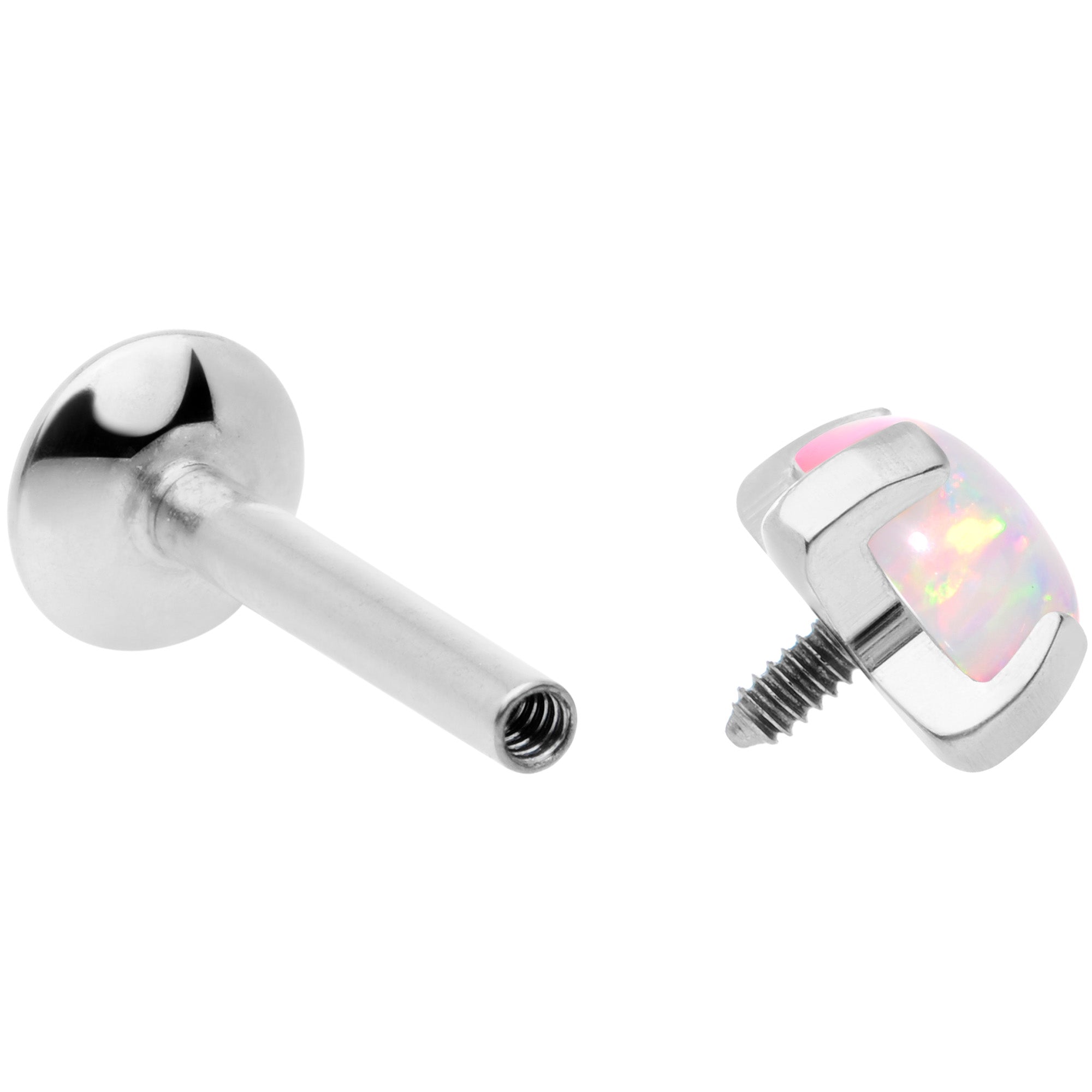 16G 5/16 4mm White Syn Opal G23 Titanium Internal Thread Labret