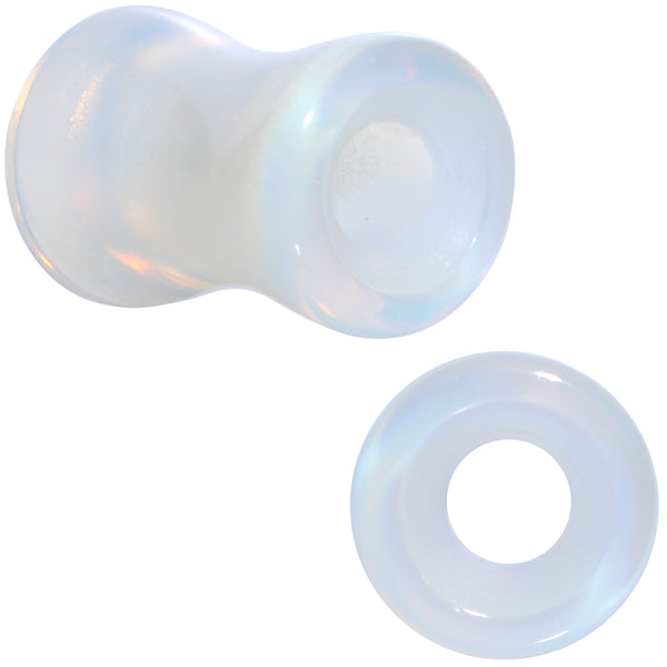 Translucent White Glass Tunnel Plug Set BodyCandy