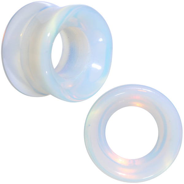 Translucent White Glass Tunnel Plug Set BodyCandy