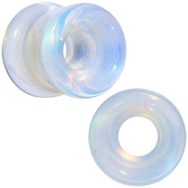 Translucent White Glass Tunnel Plug Set BodyCandy