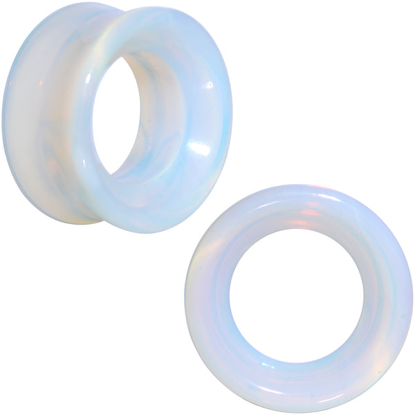 Translucent White Glass Tunnel Plug Set BodyCandy
