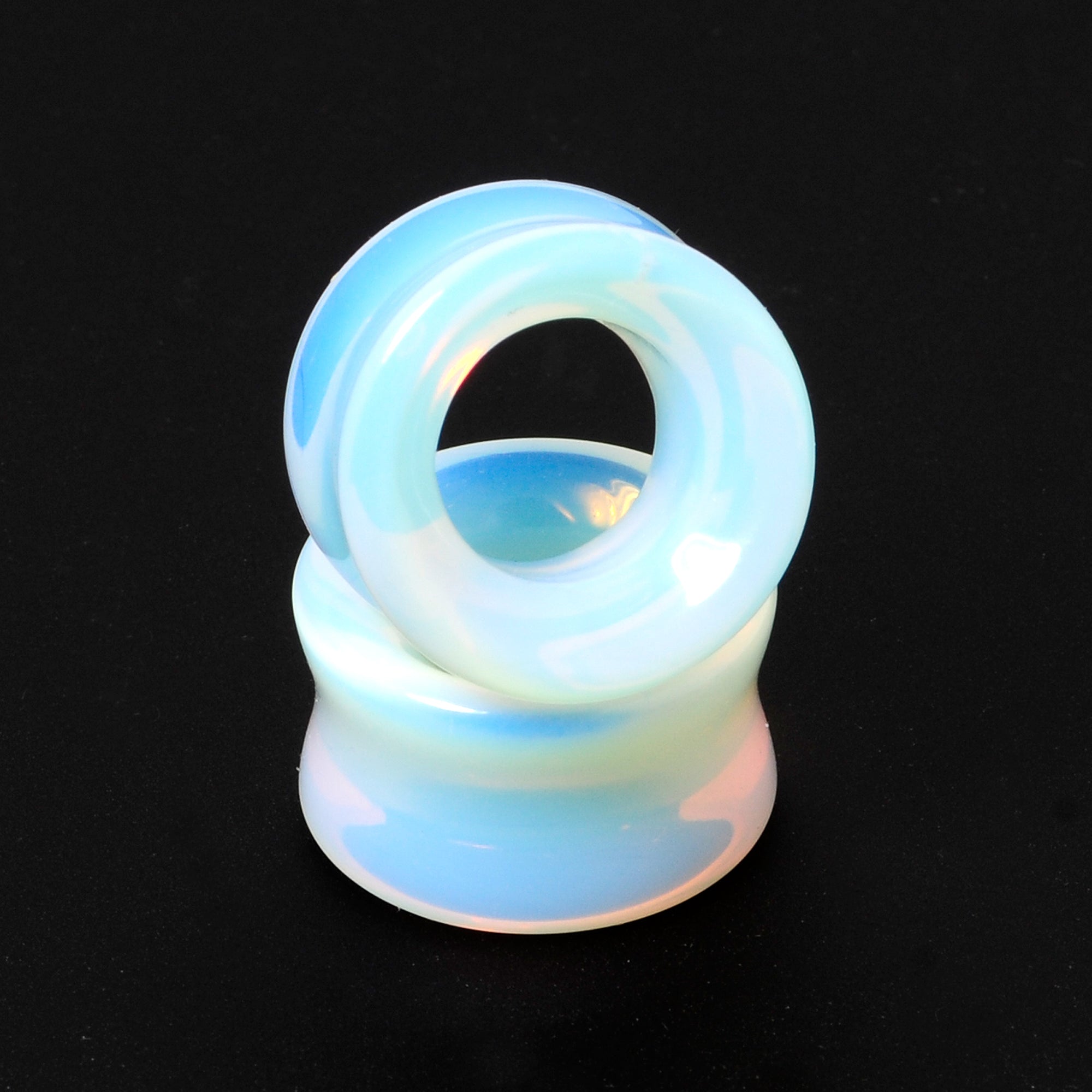Translucent White Glass Tunnel Plug Set 2G to 1 Inch