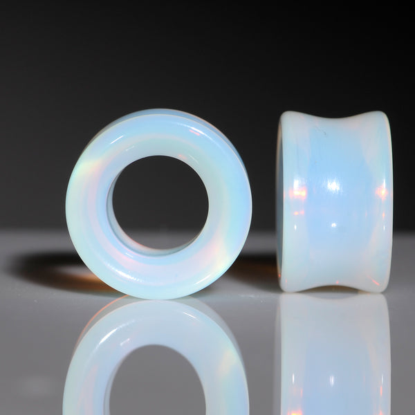 Translucent White Glass Tunnel Plug Set BodyCandy