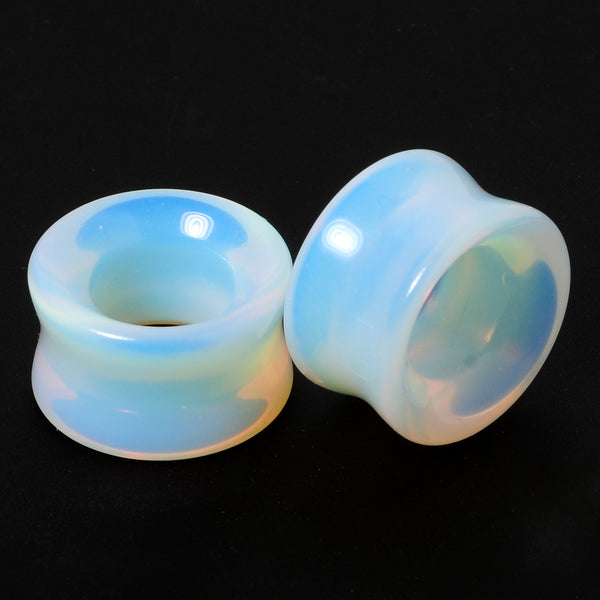 Translucent White Glass Tunnel Plug Set BodyCandy