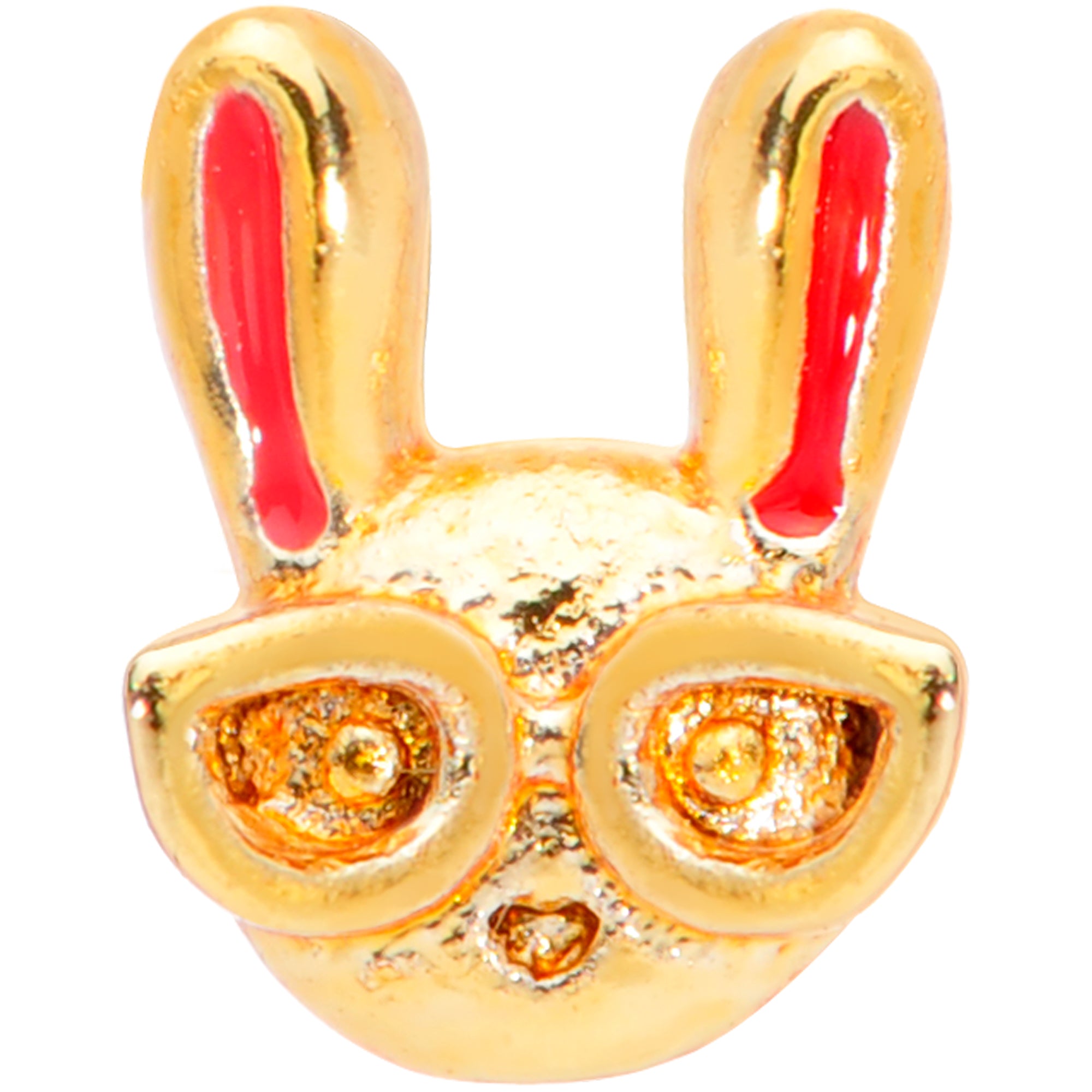 20 Gauge 5/16 Pink Gold Tone Nerdy Easter Bunny L Shaped Nose Ring