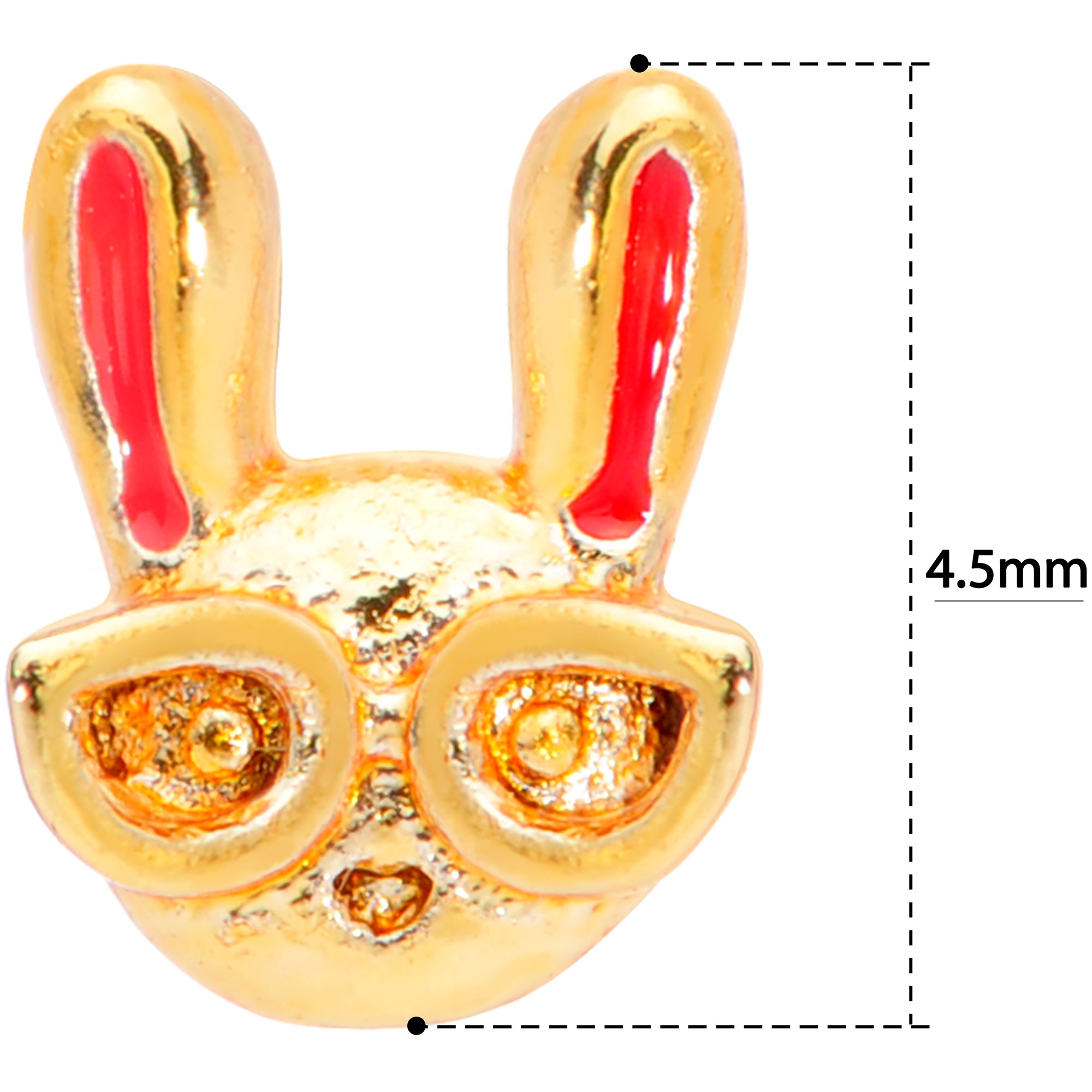 20 Gauge 5/16 Pink Gold Tone Nerdy Easter Bunny L Shaped Nose Ring