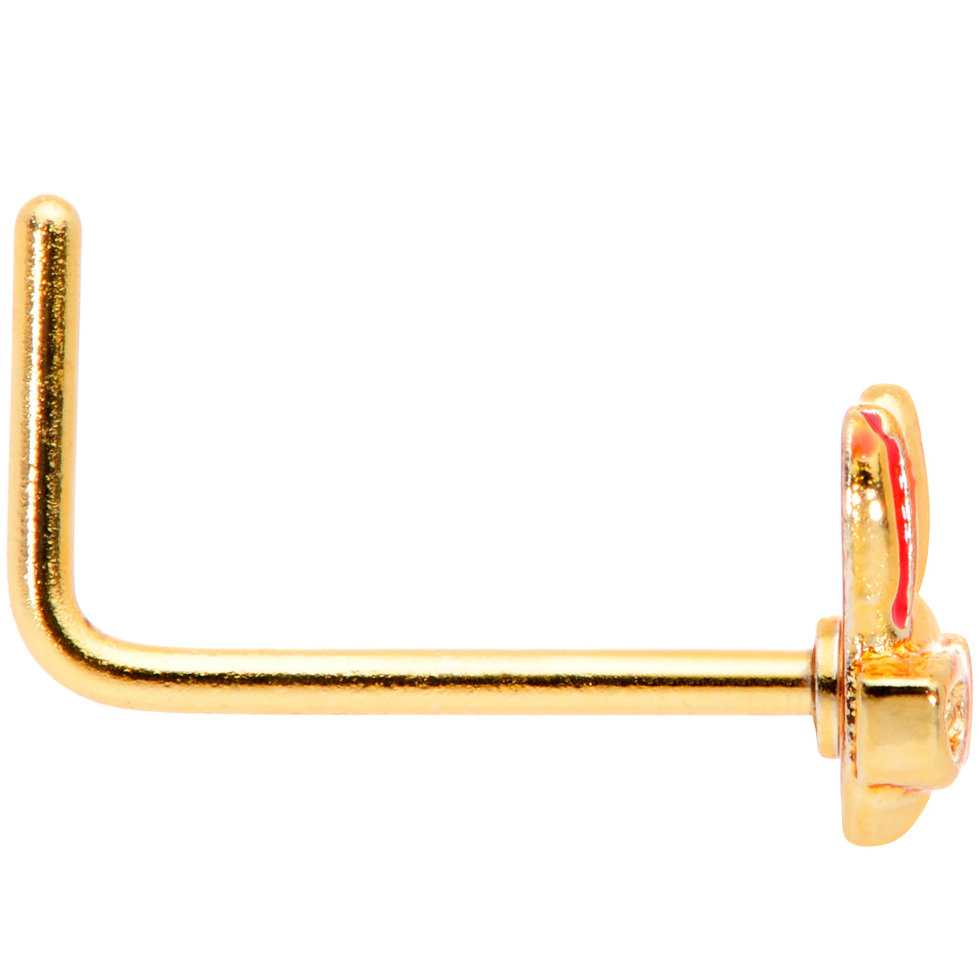 22G 5/16 Pink Gold Tone Nerdy Easter Bunny L Shaped Nose Ring