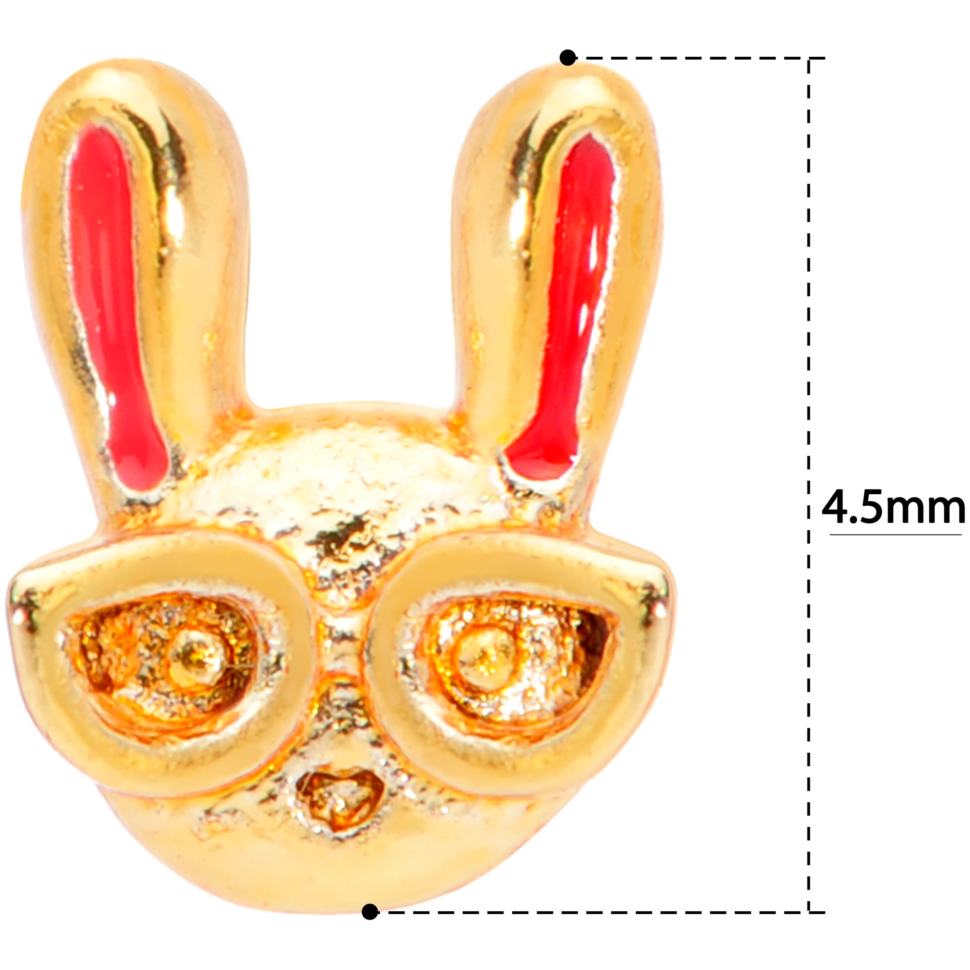 22G 5/16 Pink Gold Tone Nerdy Easter Bunny L Shaped Nose Ring