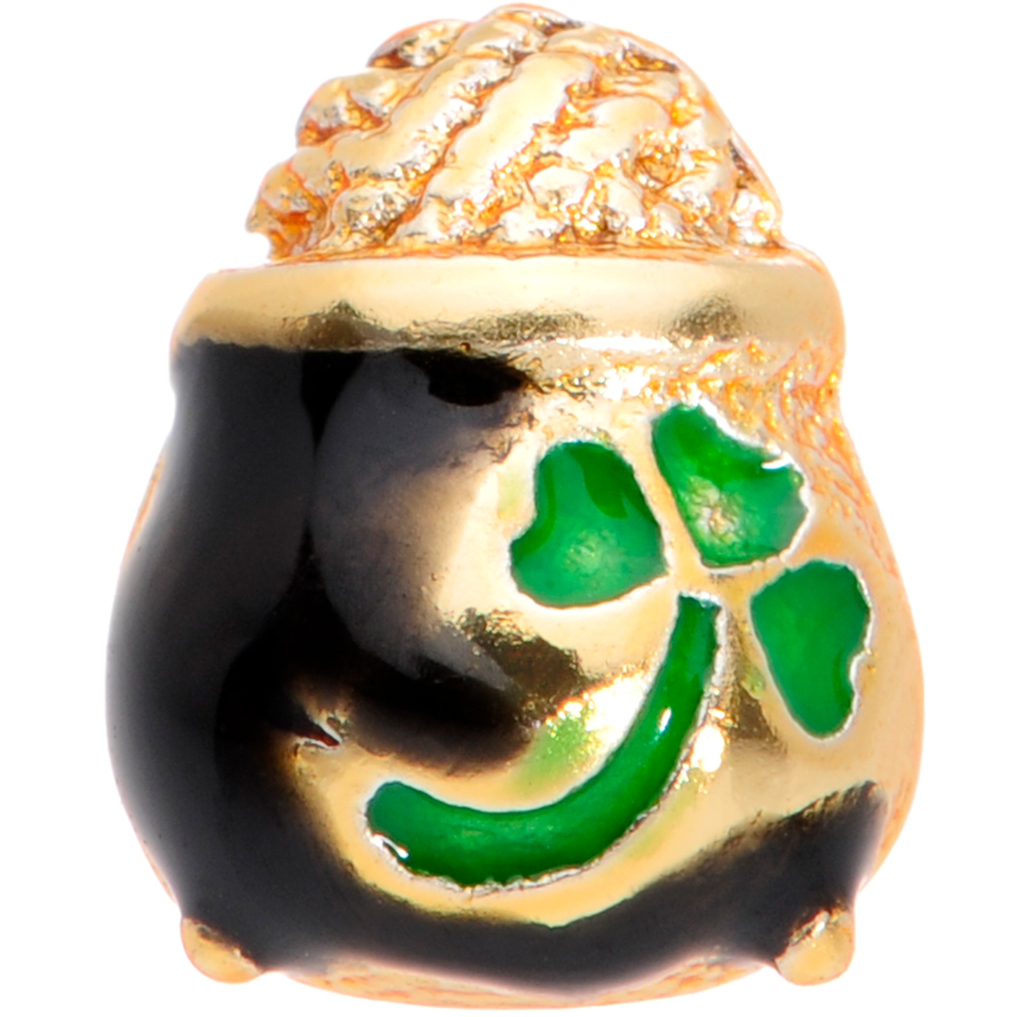 22G 5/16 Gold Tone St Patricks Day Pot O Gold L Shaped Nose Ring