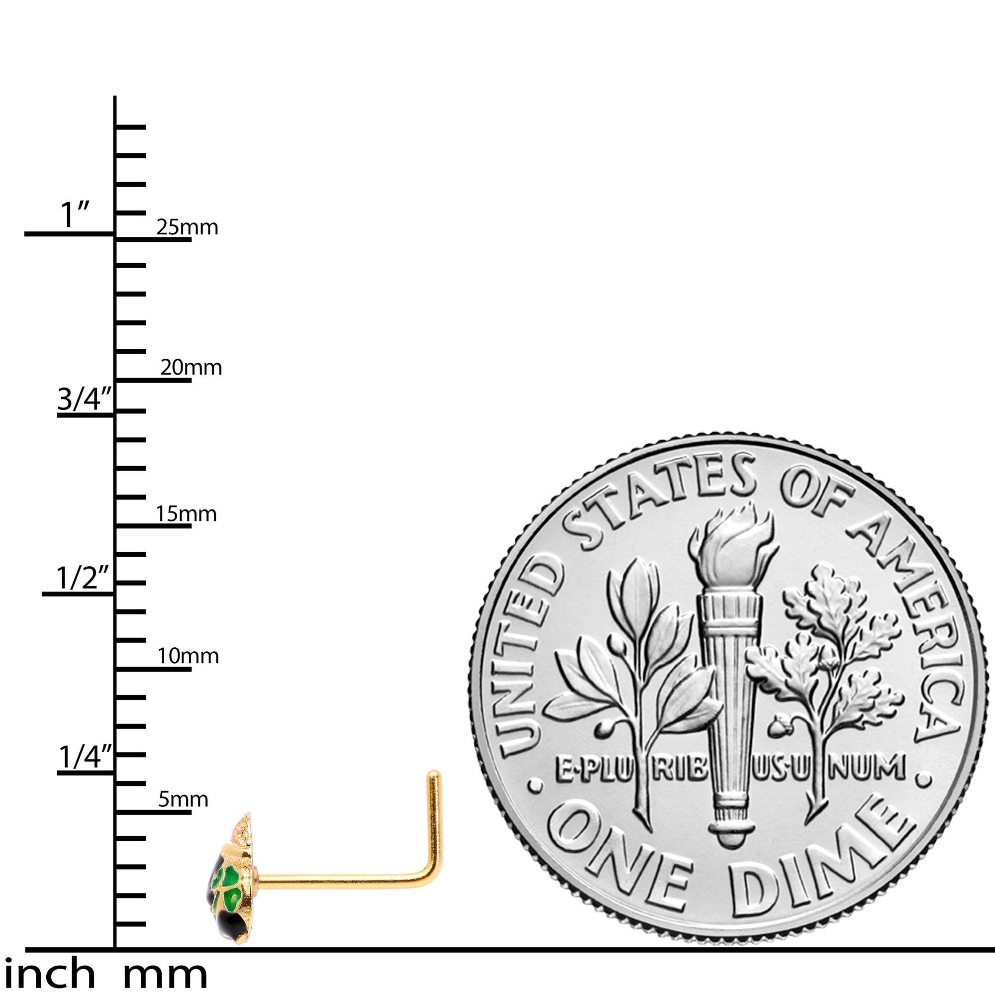 22G 5/16 Gold Tone St Patricks Day Pot O Gold L Shaped Nose Ring