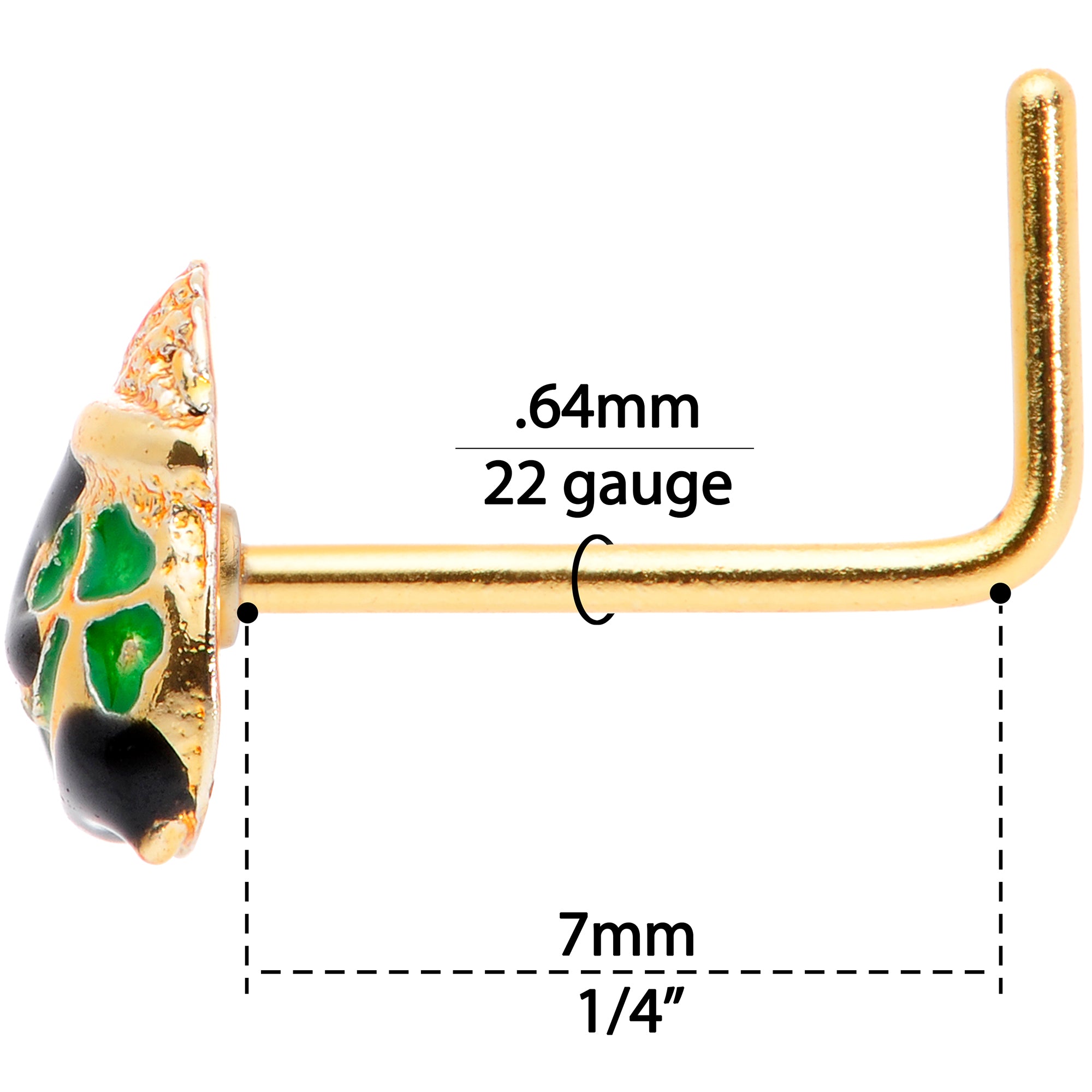 22G 5/16 Gold Tone St Patricks Day Pot O Gold L Shaped Nose Ring