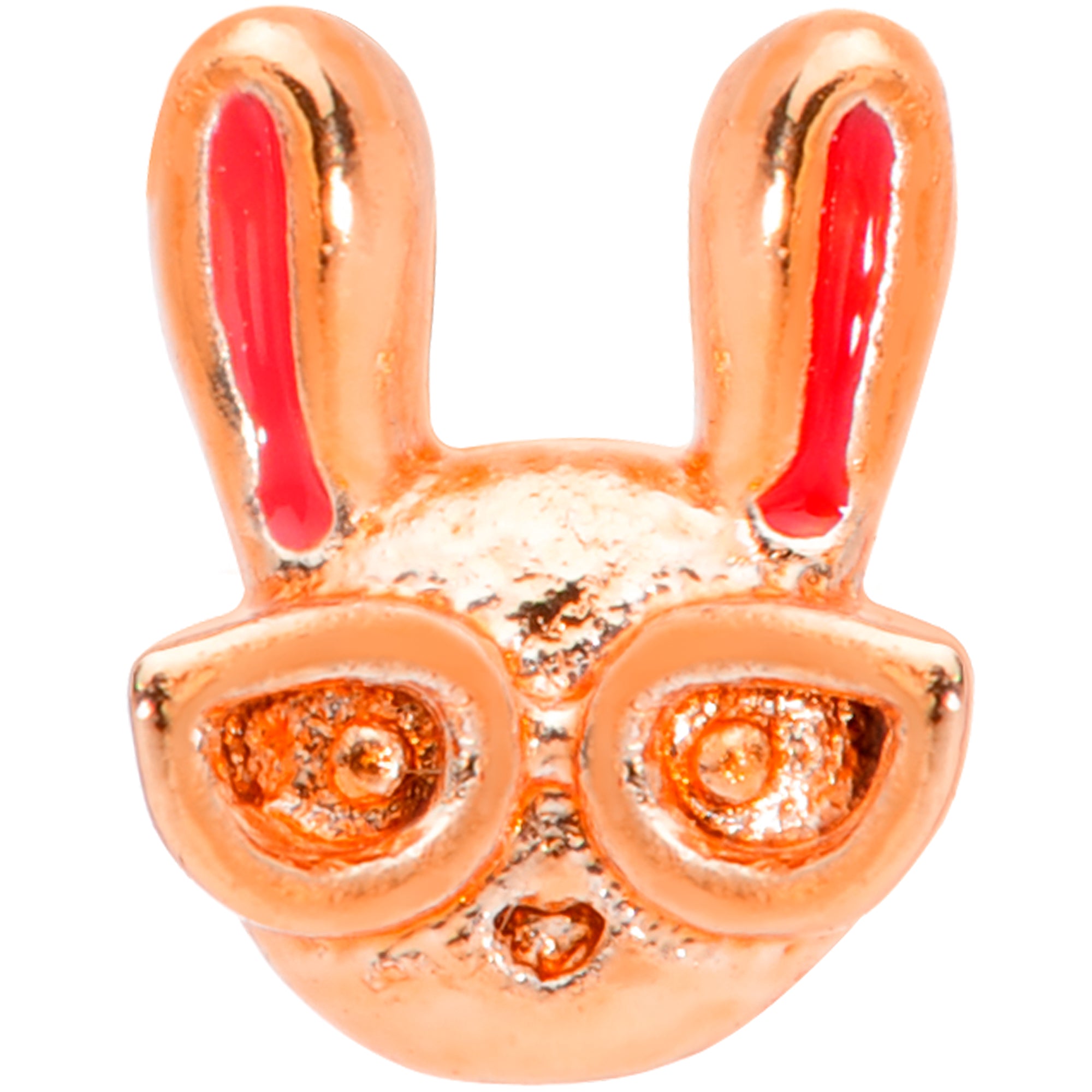 18G 5/16 Pink Rose Gold Tone Nerdy Easter Bunny L Shaped Nose Ring