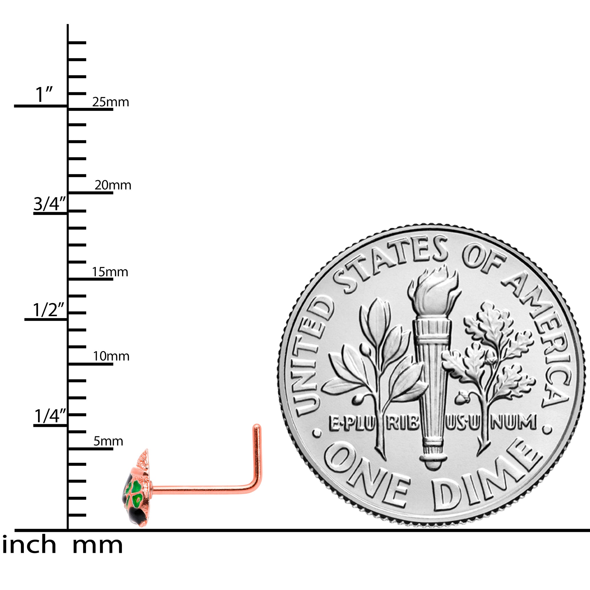 22G 5/16 Rose Gold Tone Pot O Gold L Shaped Nose Ring