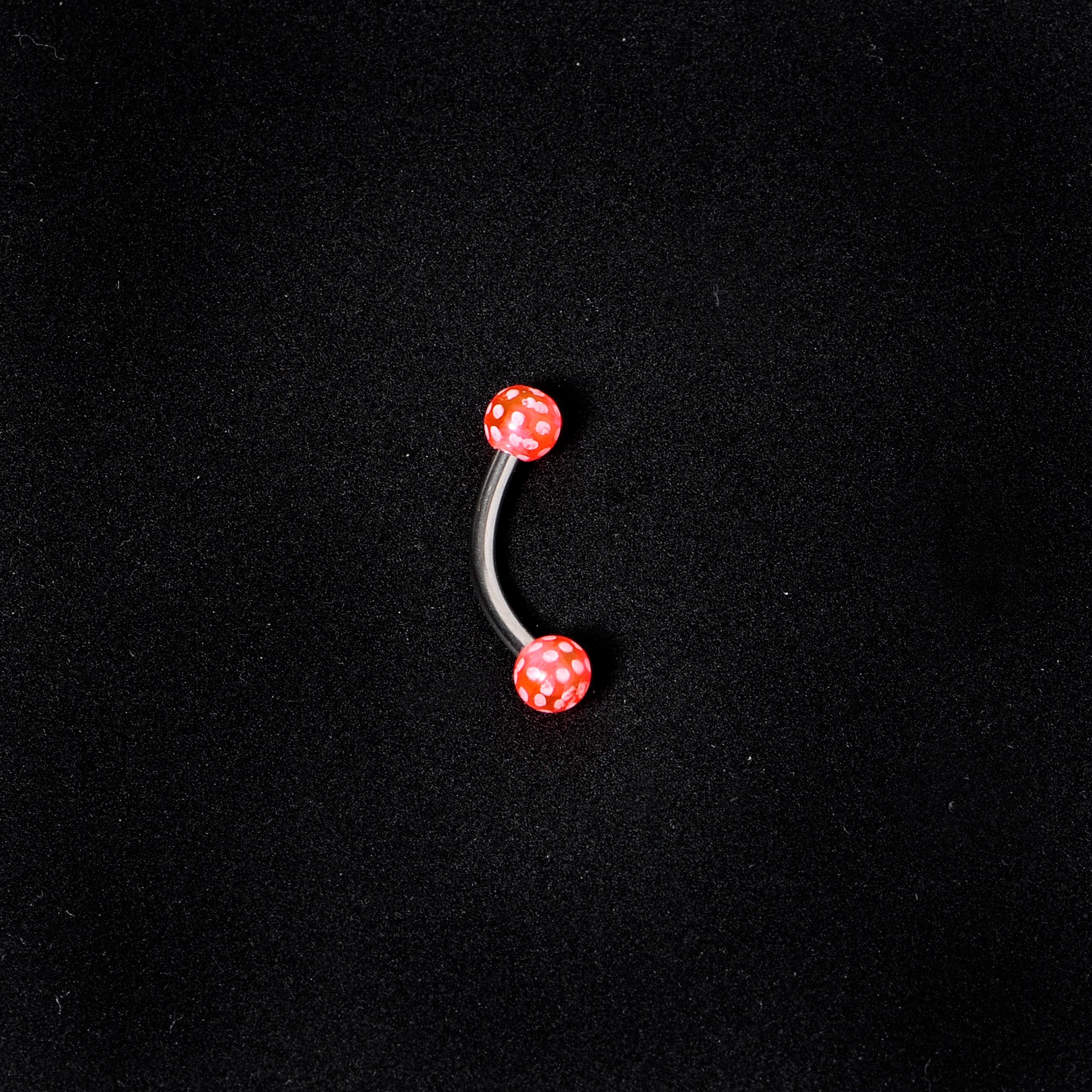 16G 5/16 Pink Polka Dot UV Reactive Acrylic Ball Curved Barbell