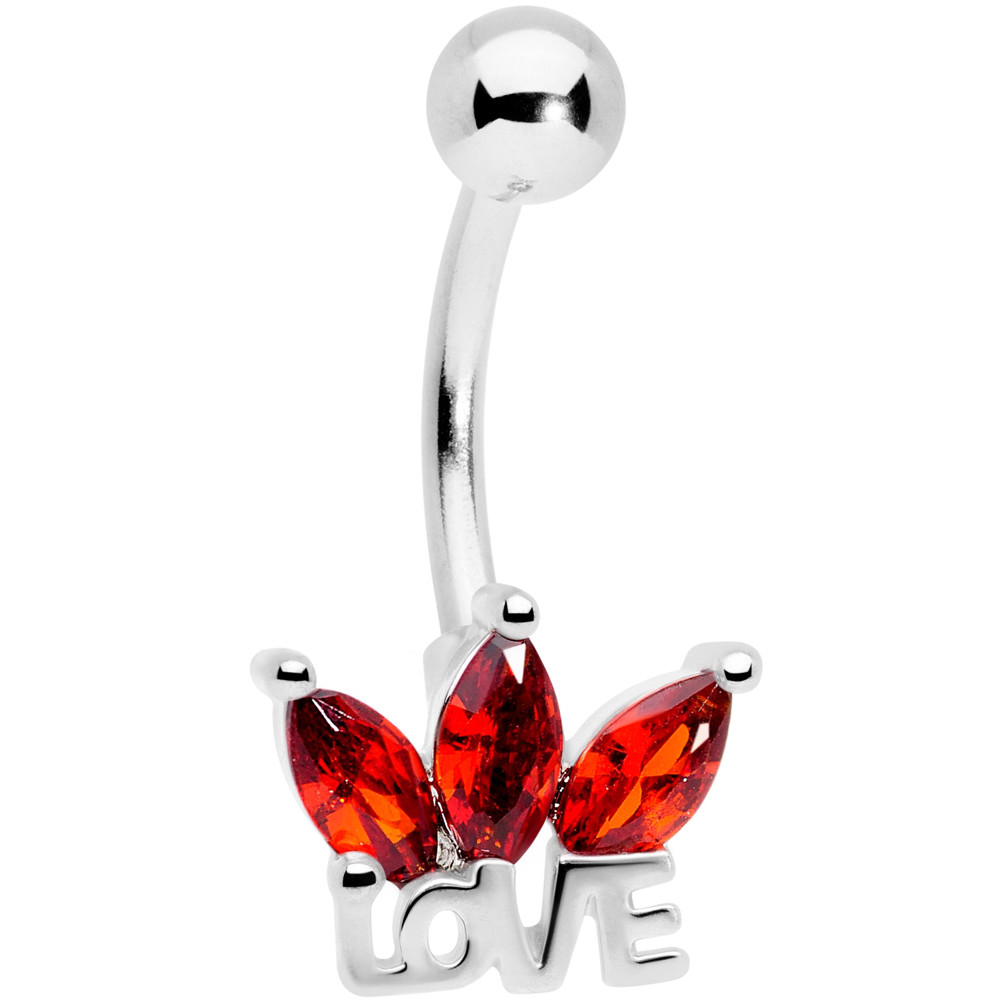 Red Gem Crown of Love Belly Ring