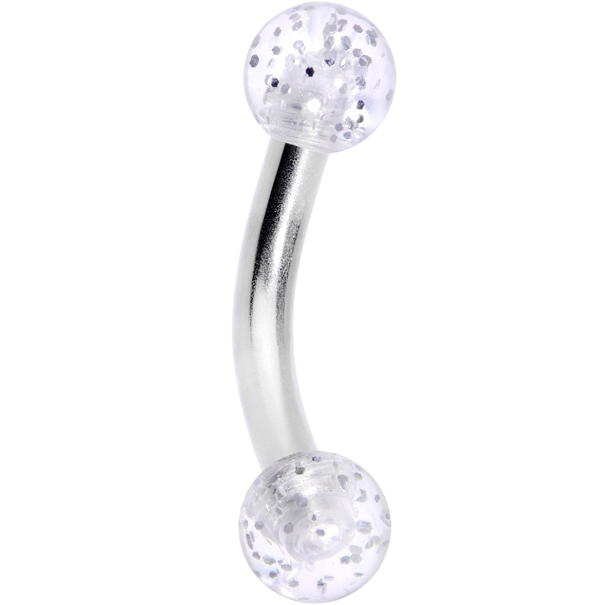 14G 5/16 Clear Speckled Acrylic End Curved Eyebrow Ring
