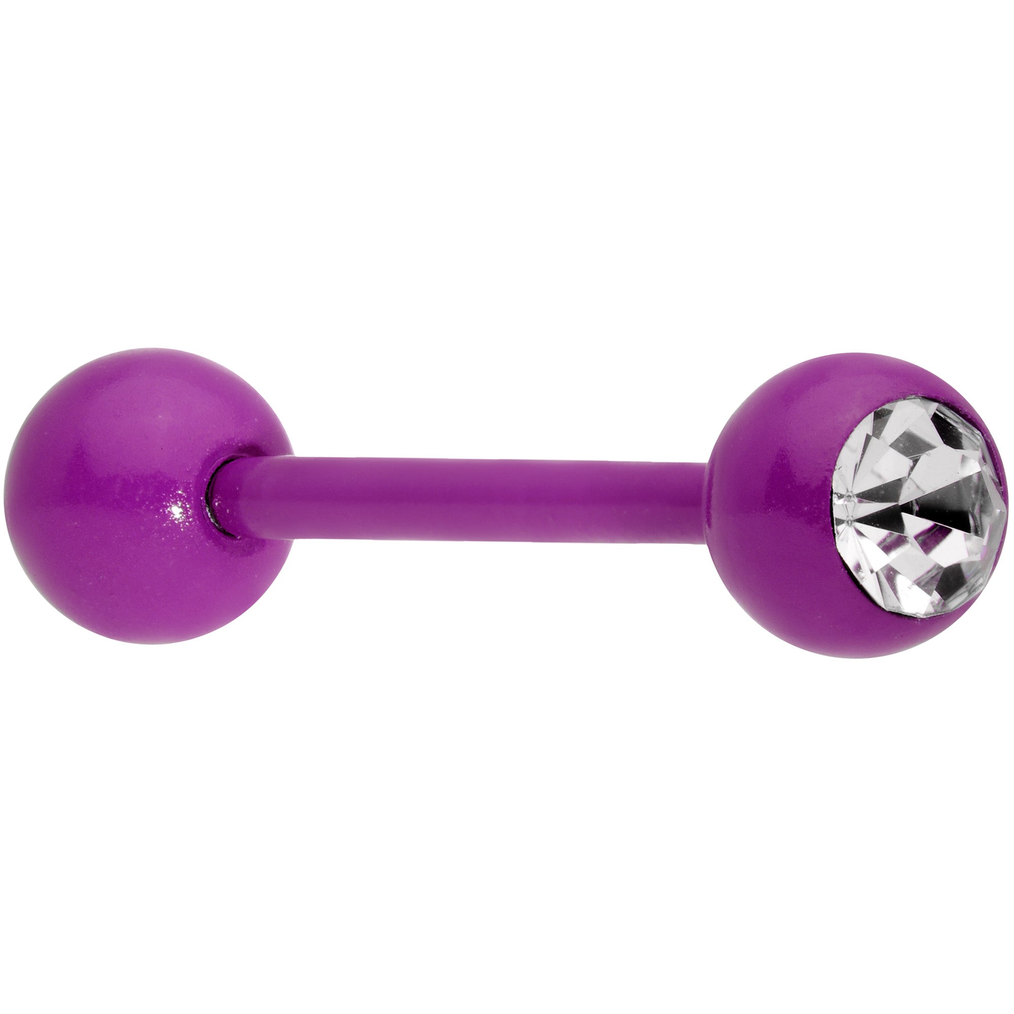 Clear Gem Purple Glow in the Dark Barbell Tongue Ring