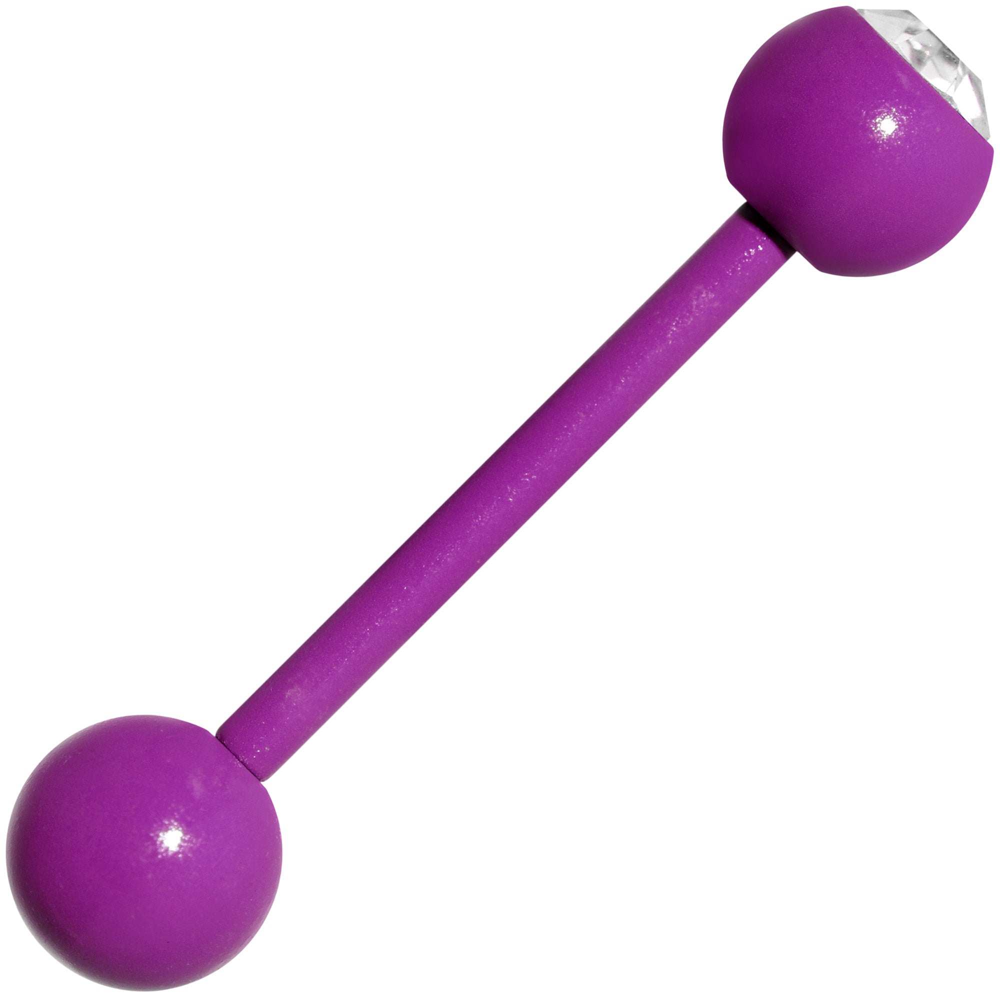 Clear Gem Purple Glow in the Dark Barbell Tongue Ring