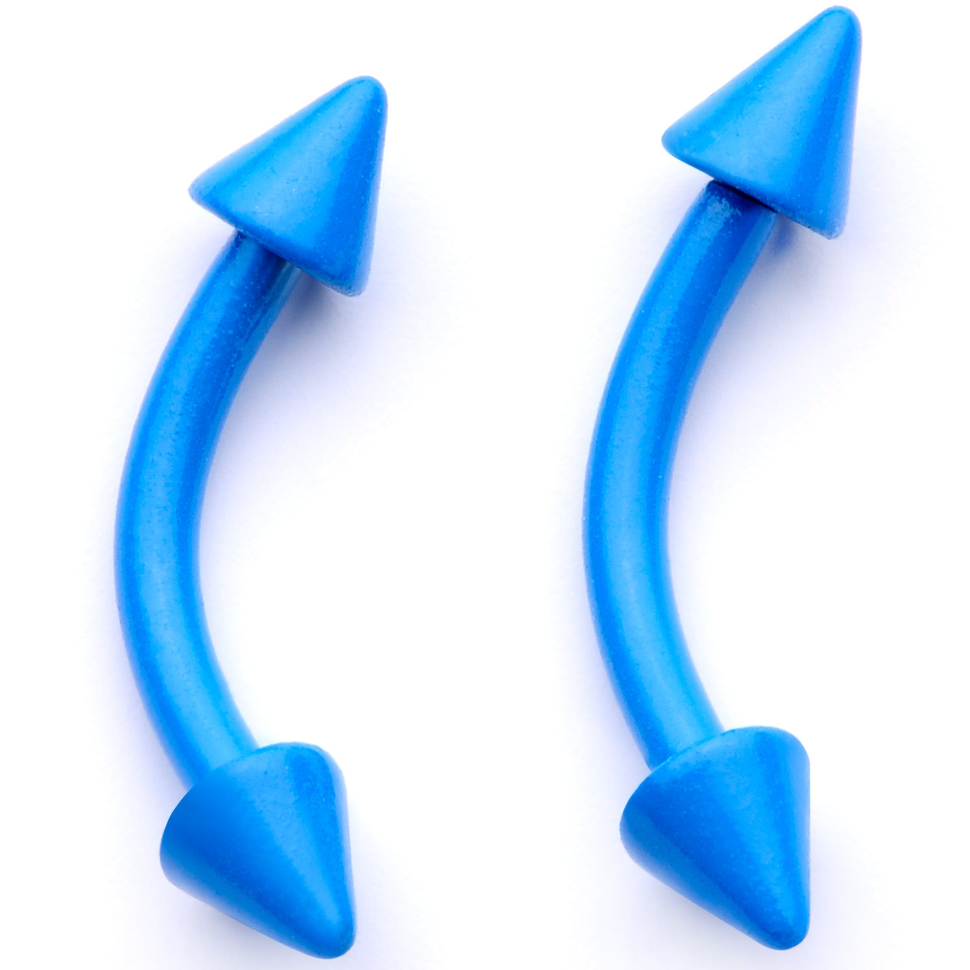 16G 5/16 Blue Glow in the Dark Cone End Curved Barbell Set of 2