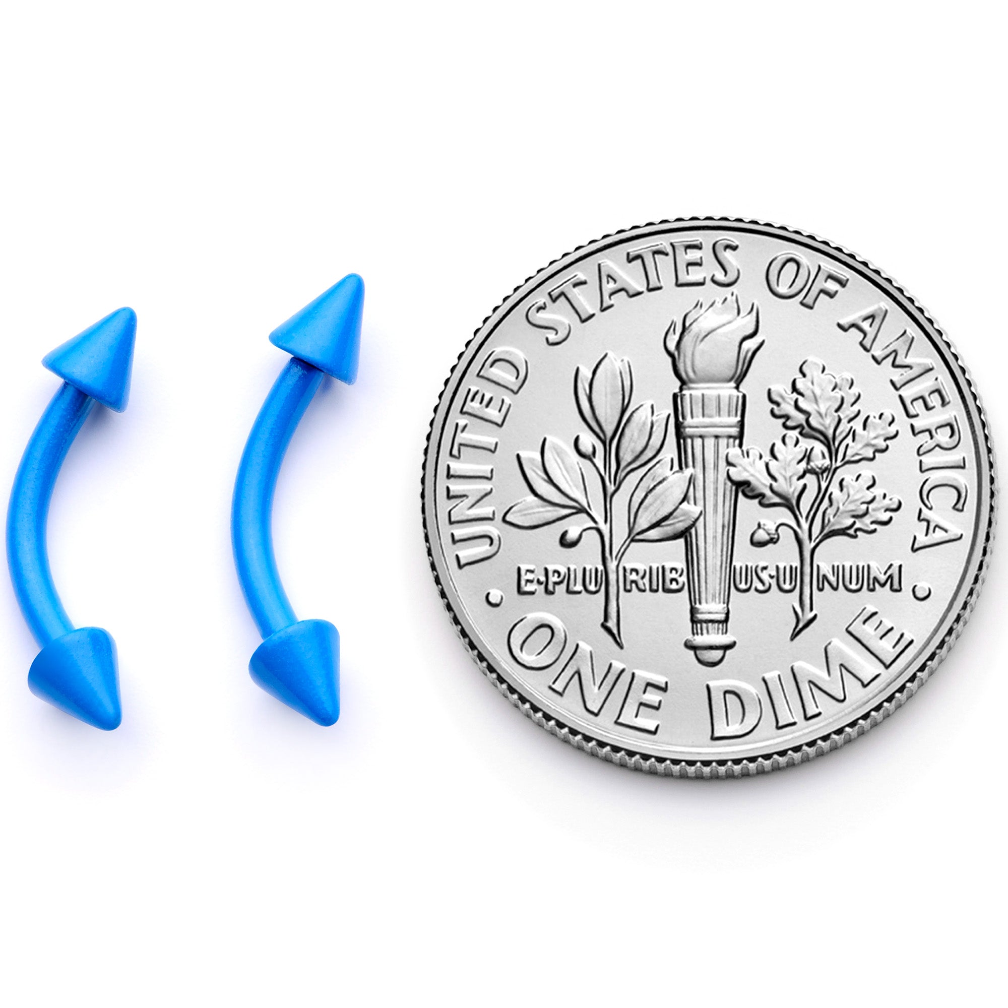 16G 5/16 Blue Glow in the Dark Cone End Curved Barbell Set of 2